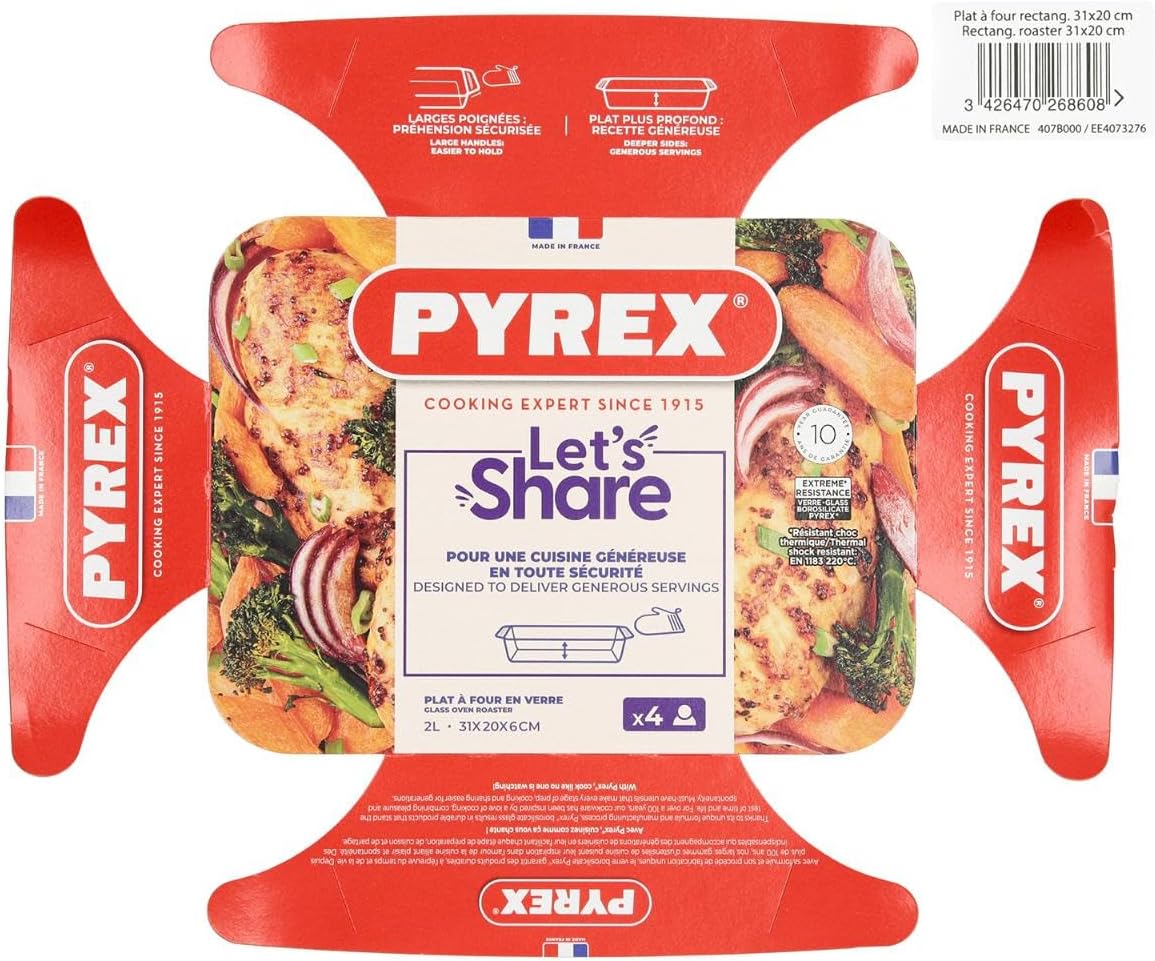 Pyrex - Irresistible - plat rectangulaire 31x20 cm - verre transparent