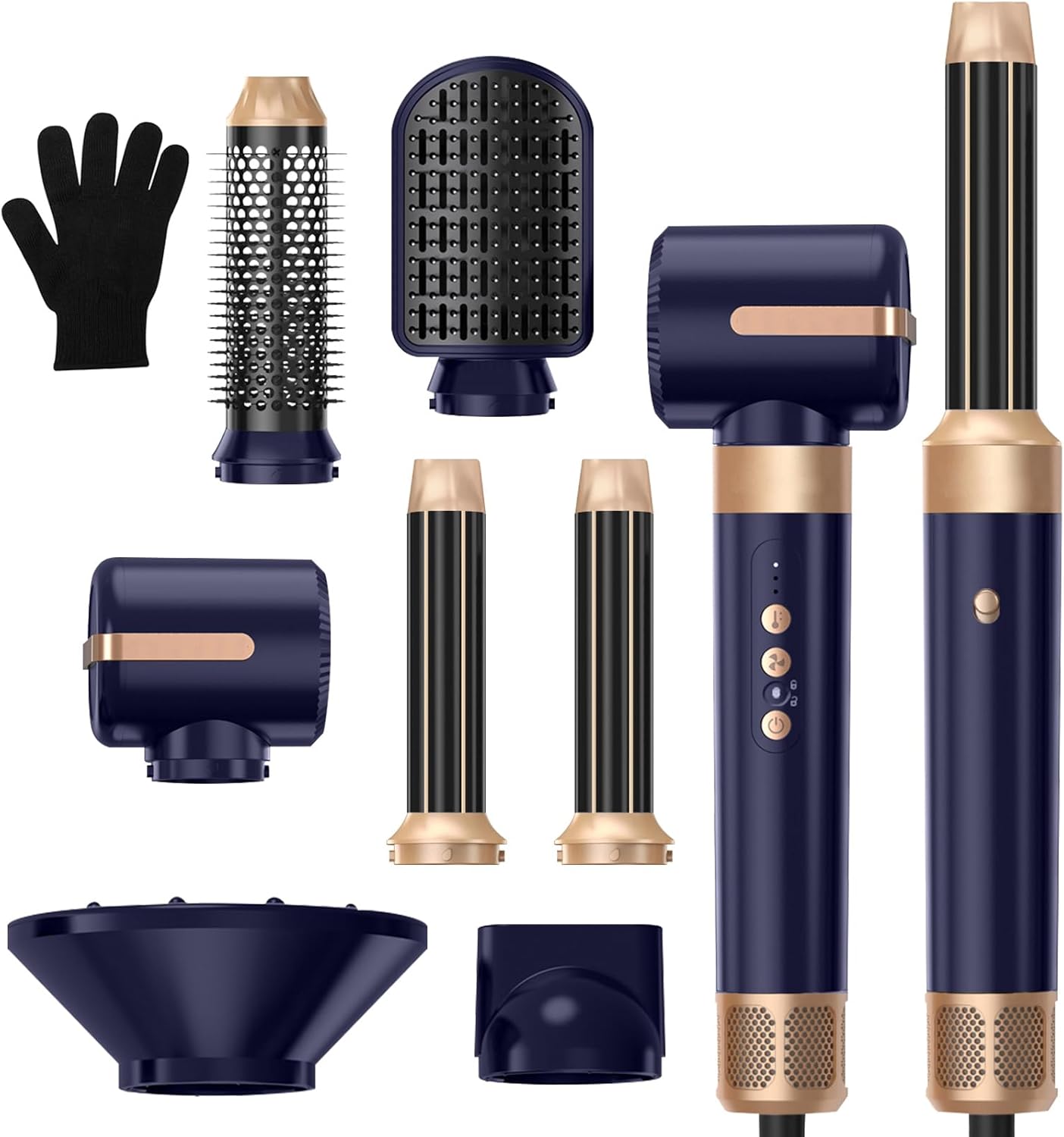 Sèche-cheveux Air Styler 7 en 1, 1400W, 3 températures, fer à boucler 30mm, diffuseur