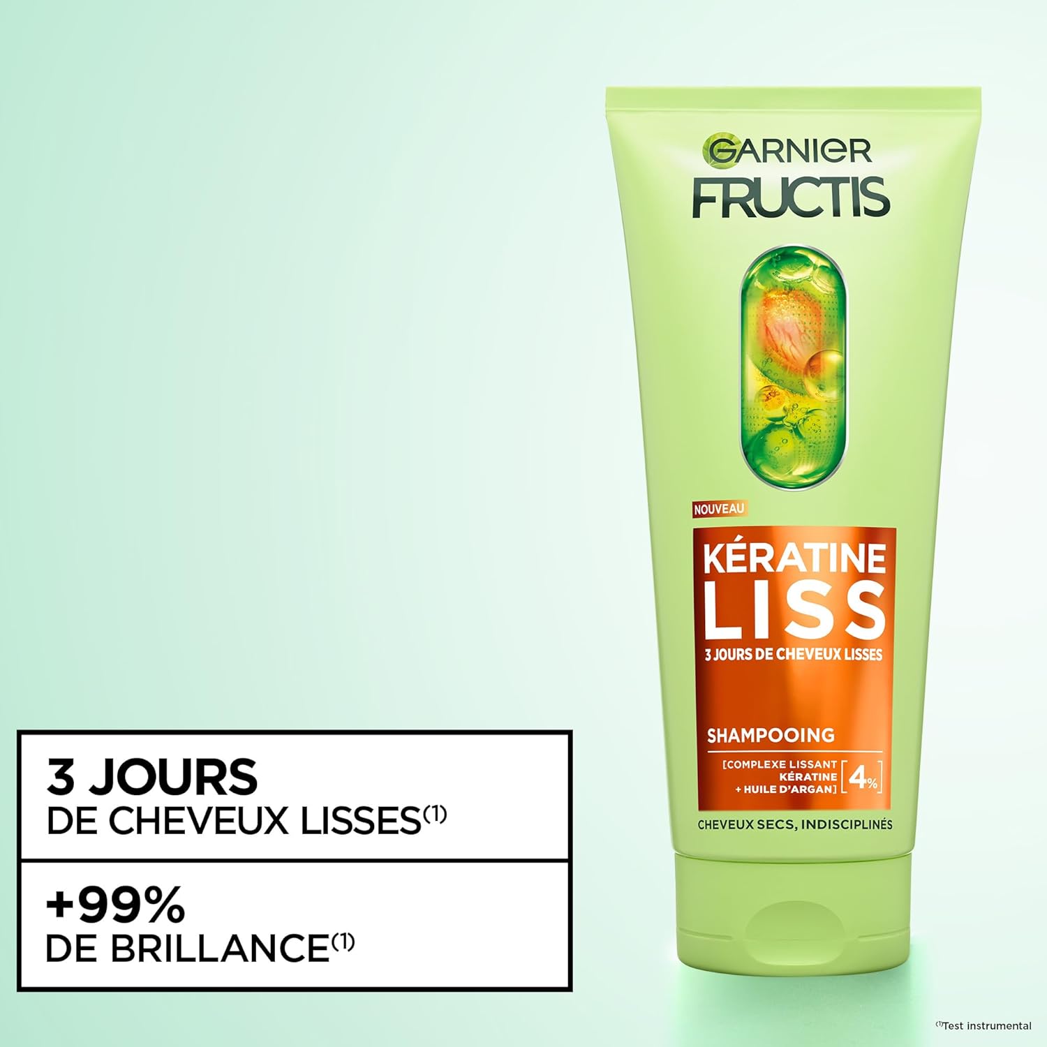 Garnier Fructis - Diamond Liss - 2 produits - Kératine, Argan, anti-frisottis