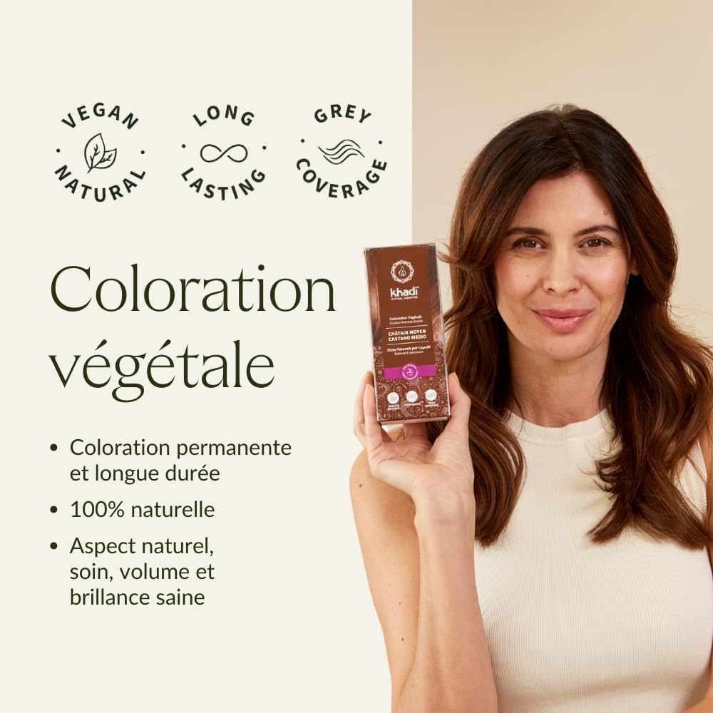 Khadi - coloration végétale châtain clair - 100g - reflets roux, 100% naturel