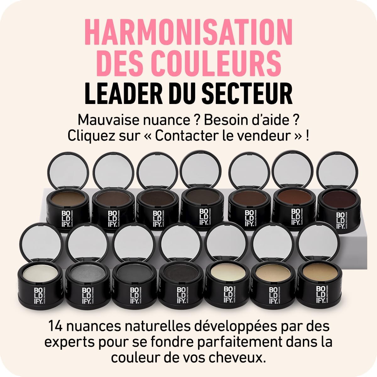 BOLDIFY - poudre racine cheveux Auburn - 4g - couvre gris instantané