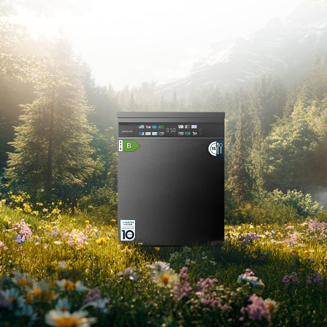 Cecotec - Bolero Aguazero 6700 Dark B - 60cm - 15 couverts, classe B, moteur Inverter Plus, Turbo Dry+