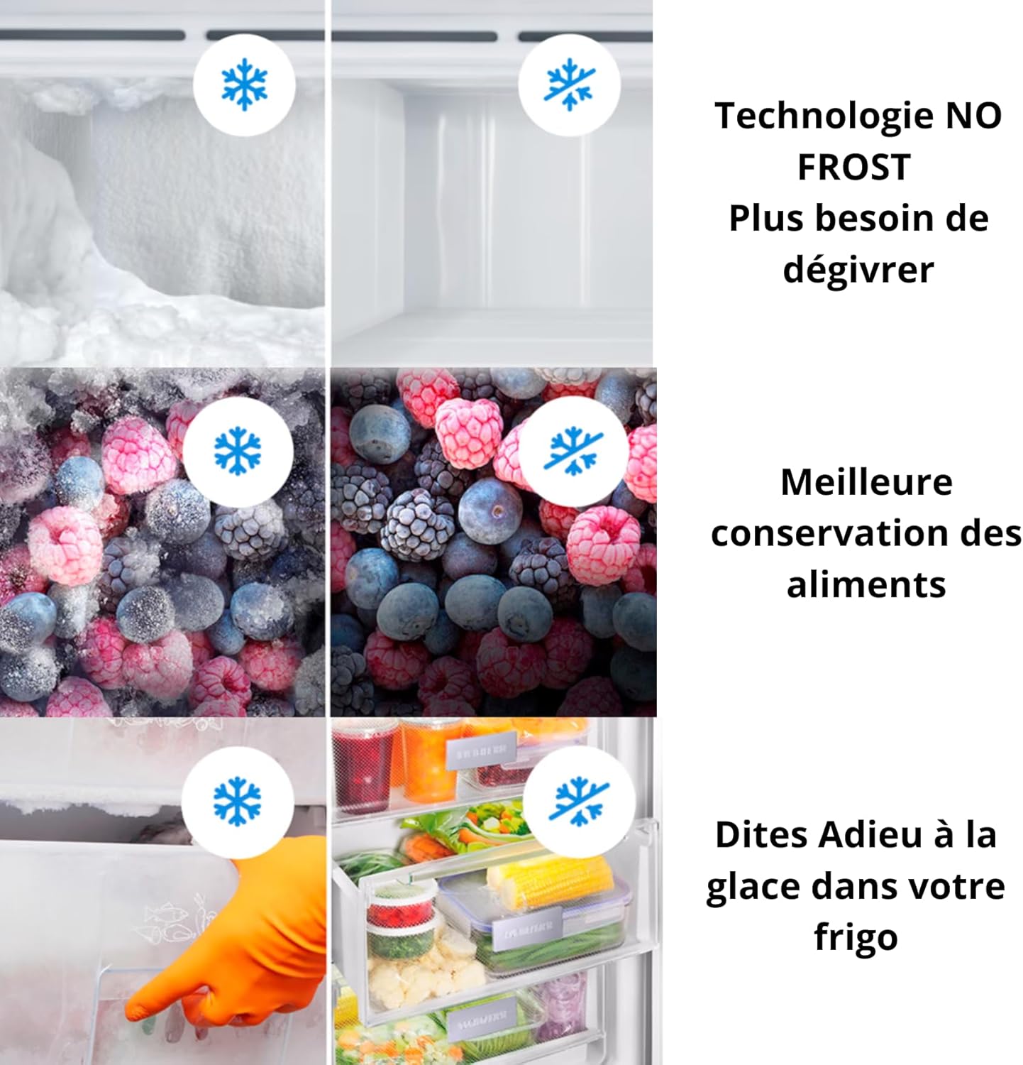 GEDTECH - Réfrigérateur combiné inox 323L No Frost congélateur bas GCB323NFIX
