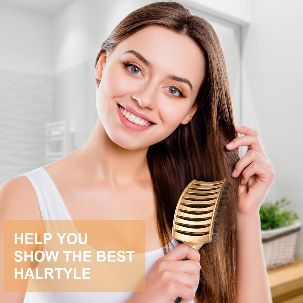 URAQT - Brosse démêlante poils sanglier - cheveux longs épais, anti-frisottis, séchage rapide