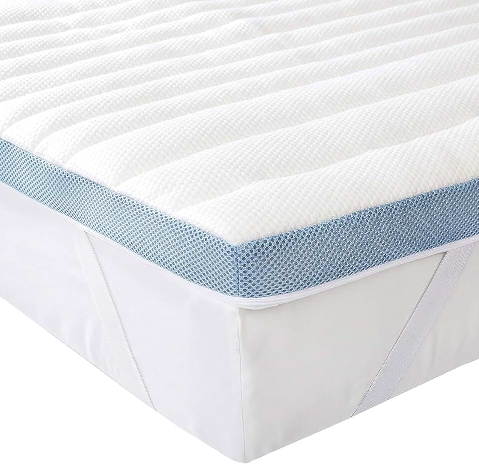 maxideelz Basics - Surmatelas mousse mémoire - 140x190x5 cm - sangles robustes