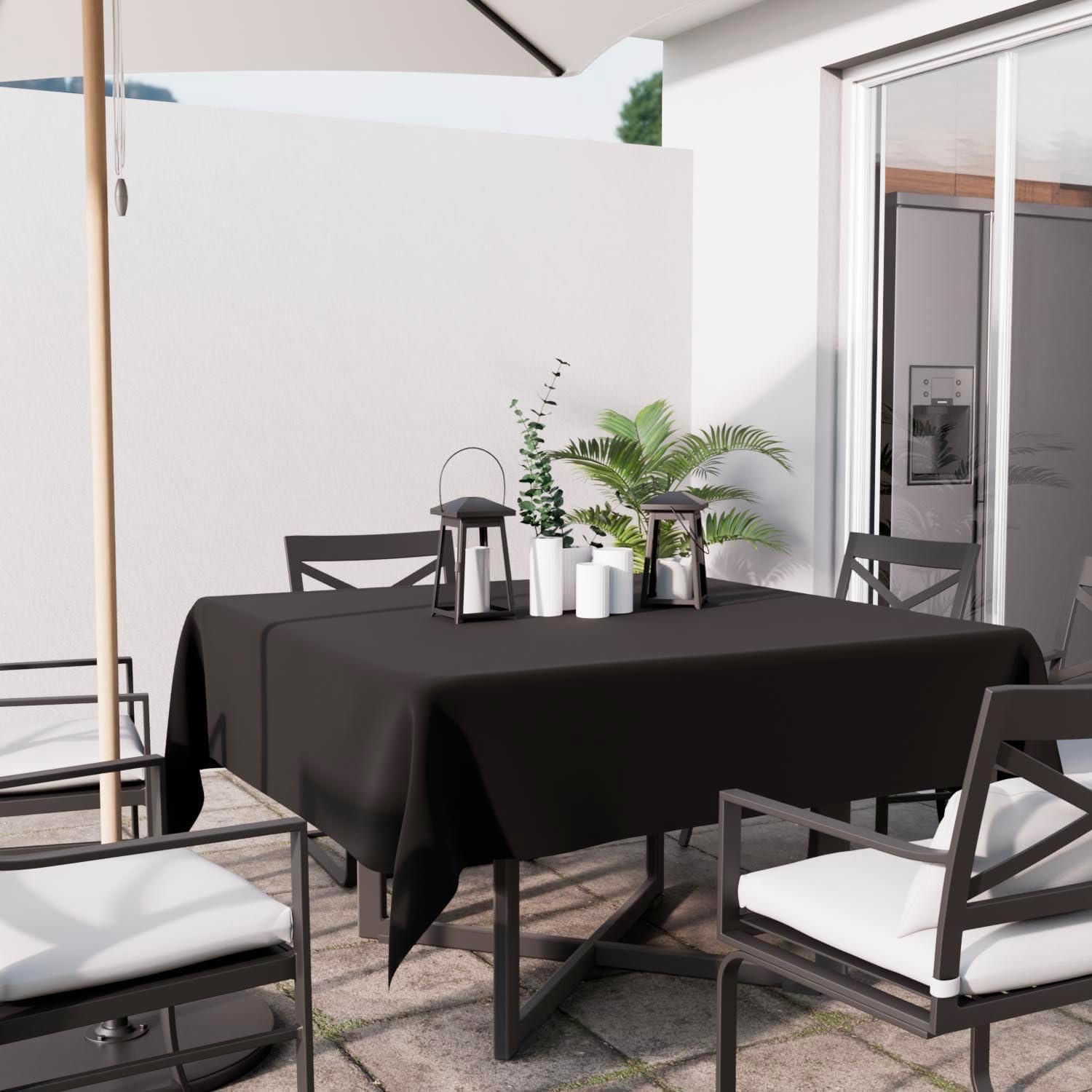 Soleil d'Ocre - Nappe Alix - 180x180 cm - Polyester, anti-tâches, noir