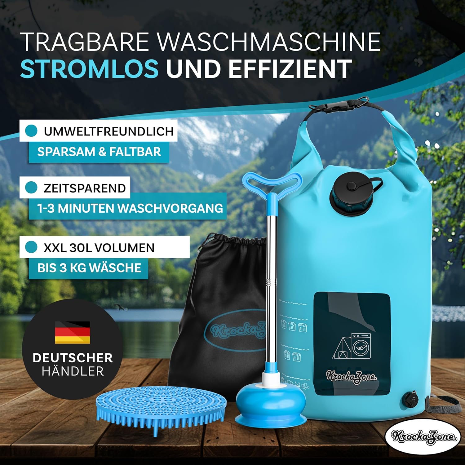 Machine à laver portable - trousse pliable, légère, sans électricité