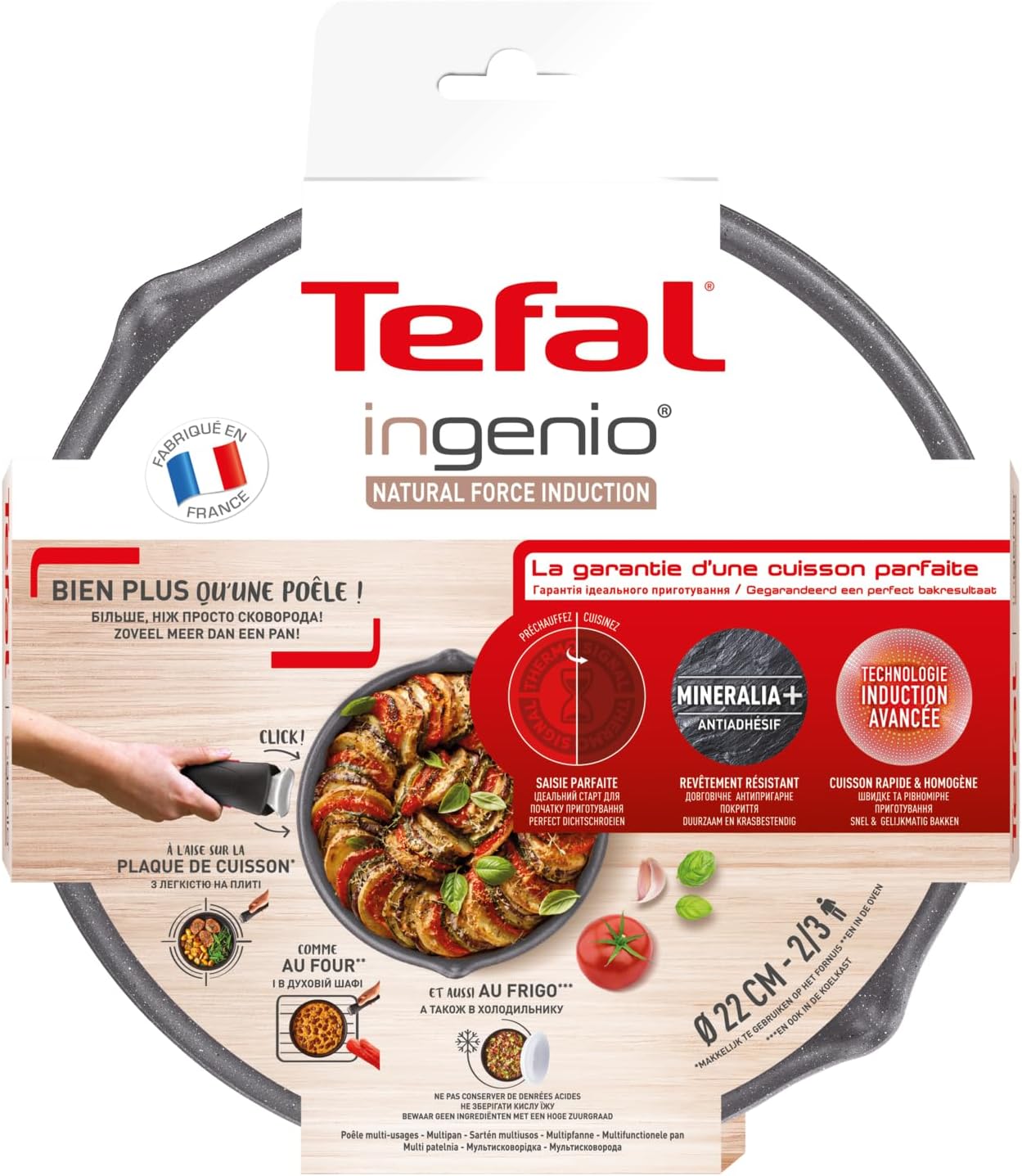 Tefal - Ingenio Natural Force - poêle 22 cm - induction, antiadhésive, empilable, lave-vaisselle, L3968302