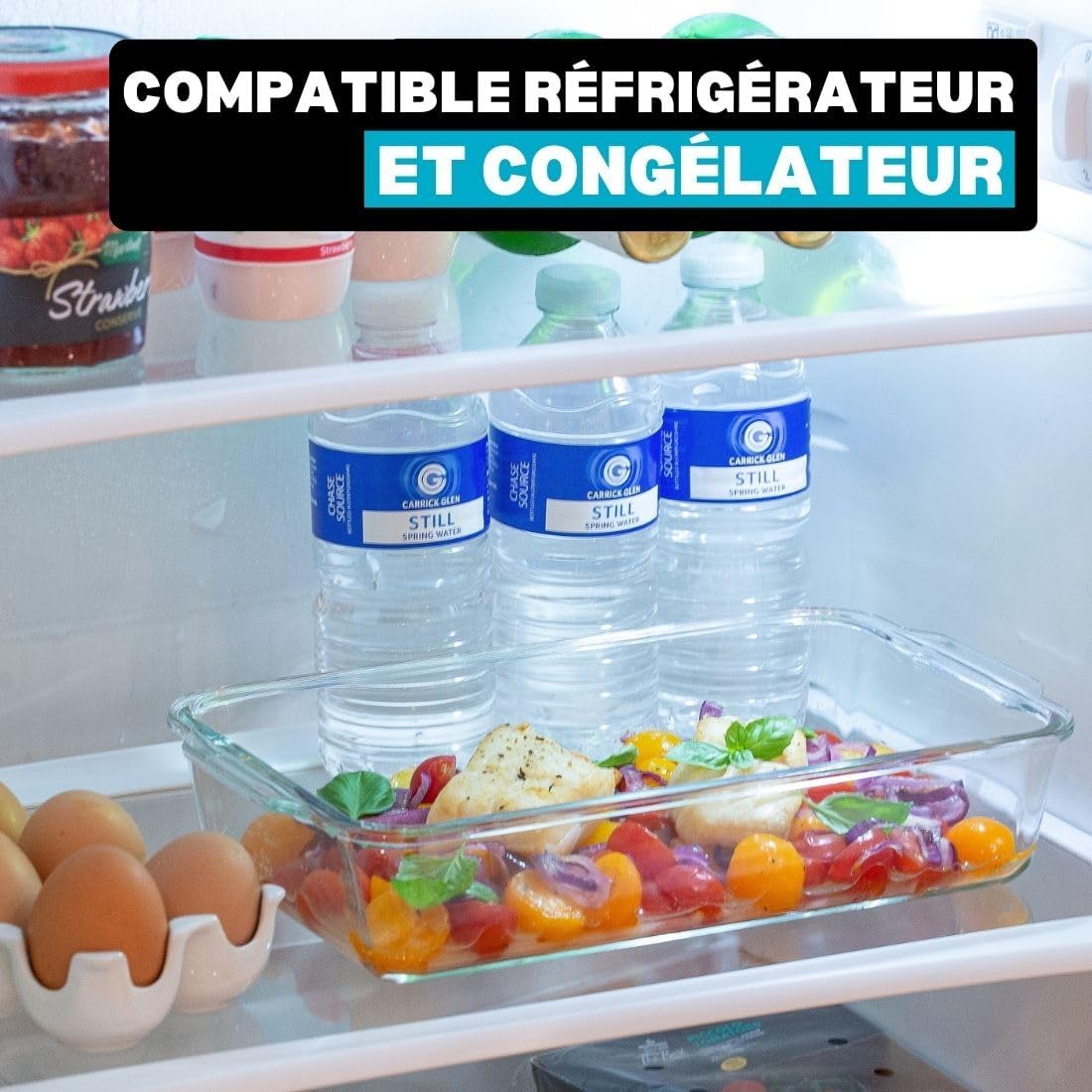 Igluu - Plat à lasagnes verre borosilicate 2,2L - lot de 2, hermétique, compatible four et micro-ondes
