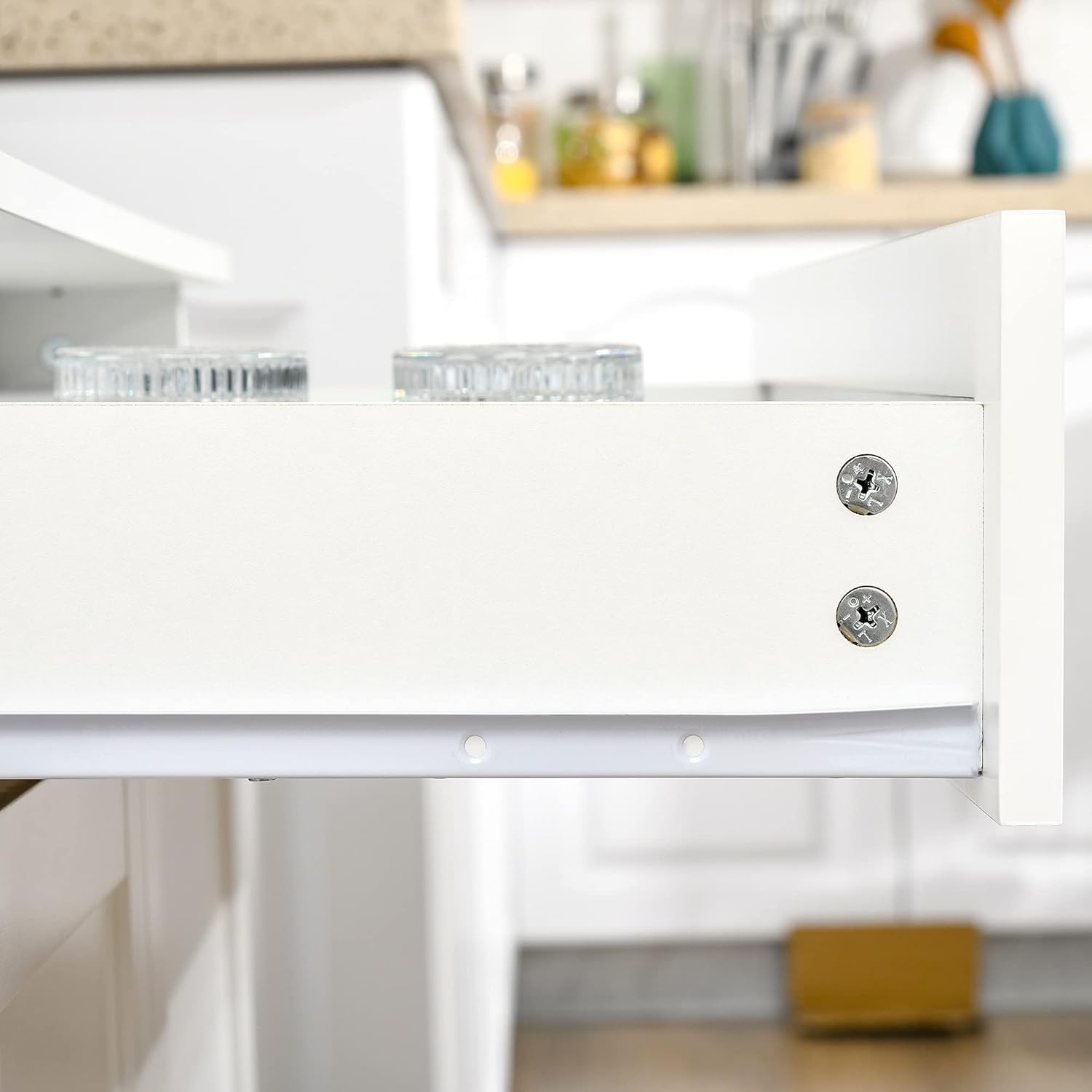 HOMCOM - buffet contemporain - rangements, tiroir, MDF blanc