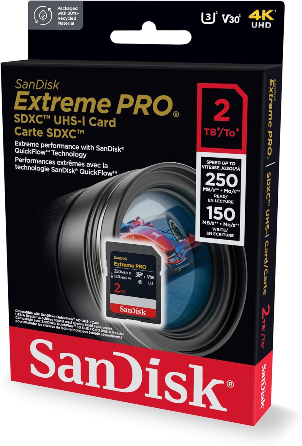 SanDisk - Extreme Pro SDXC - 2 To - 250 Mo/s, UHS-I, V30, RescuePRO Deluxe