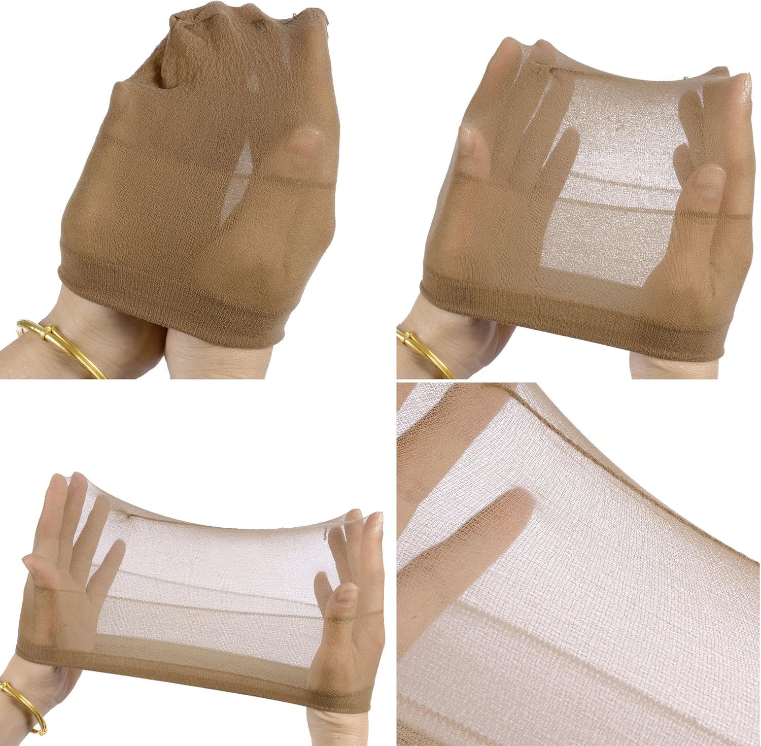 Bonnets de perruque - lot de 6 - nylon respirant marron clair unisexe