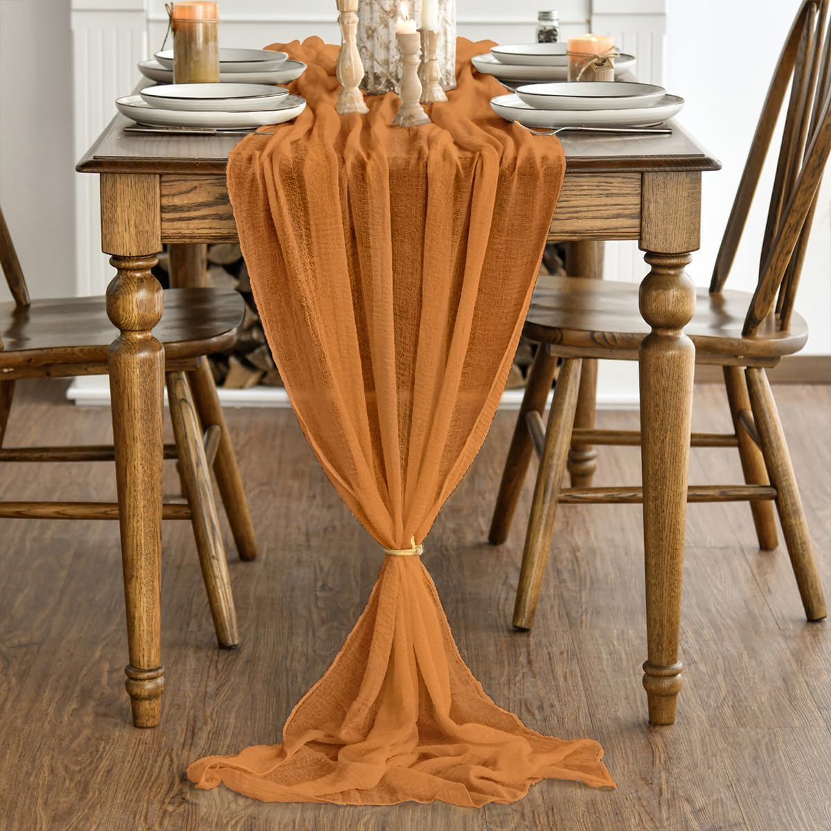 Artoid Mode - chemins de table bohème - 300 cm - mousseline orange, idéale événements
