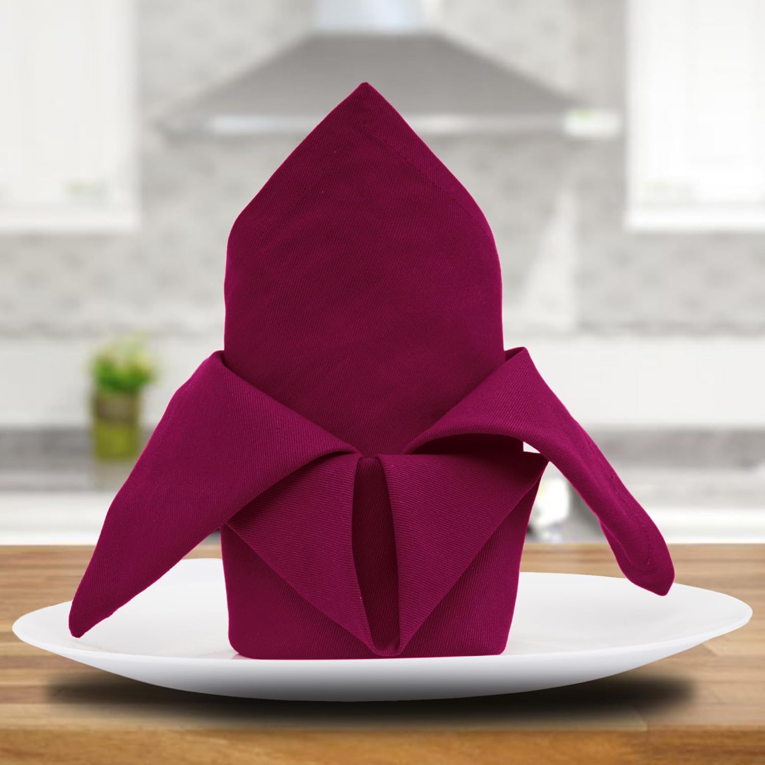 Sweet Needle - lot de 12 serviettes 45x45 cm coton épais bordeaux