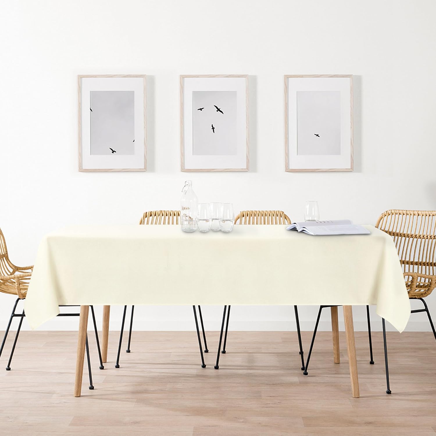 DWCN - Nappe aspect lin - 110x110 cm - lavable, anti-tache, imperméable