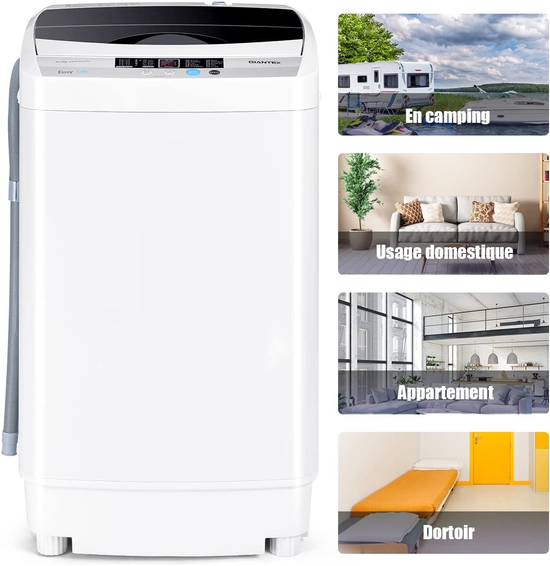 GOPLUS - lave-linge série - 50x50x85 cm - 4,5kg, 10 programmes, LED