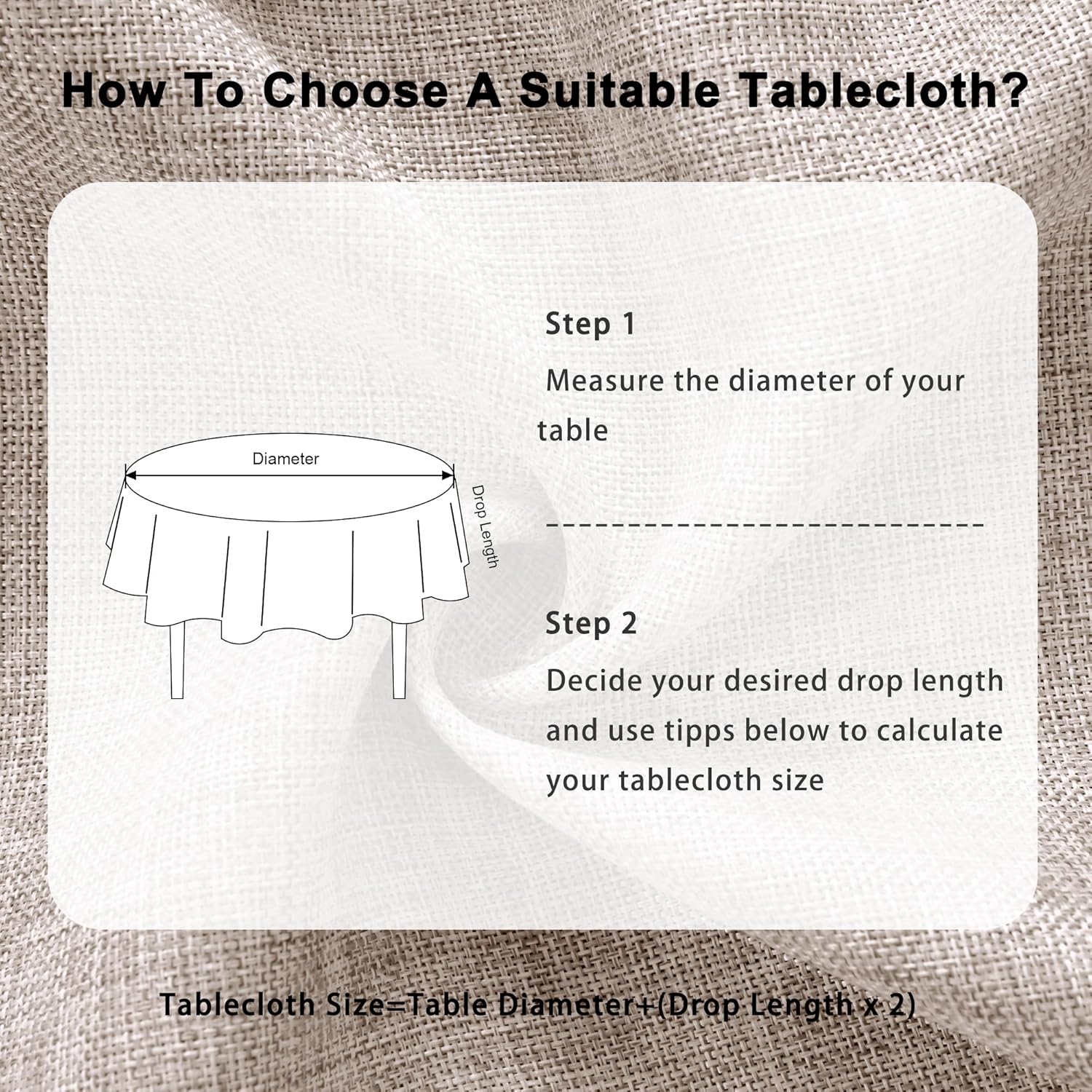 DWCN - nappe ronde effet lin 160 cm - imperméable lavable facile