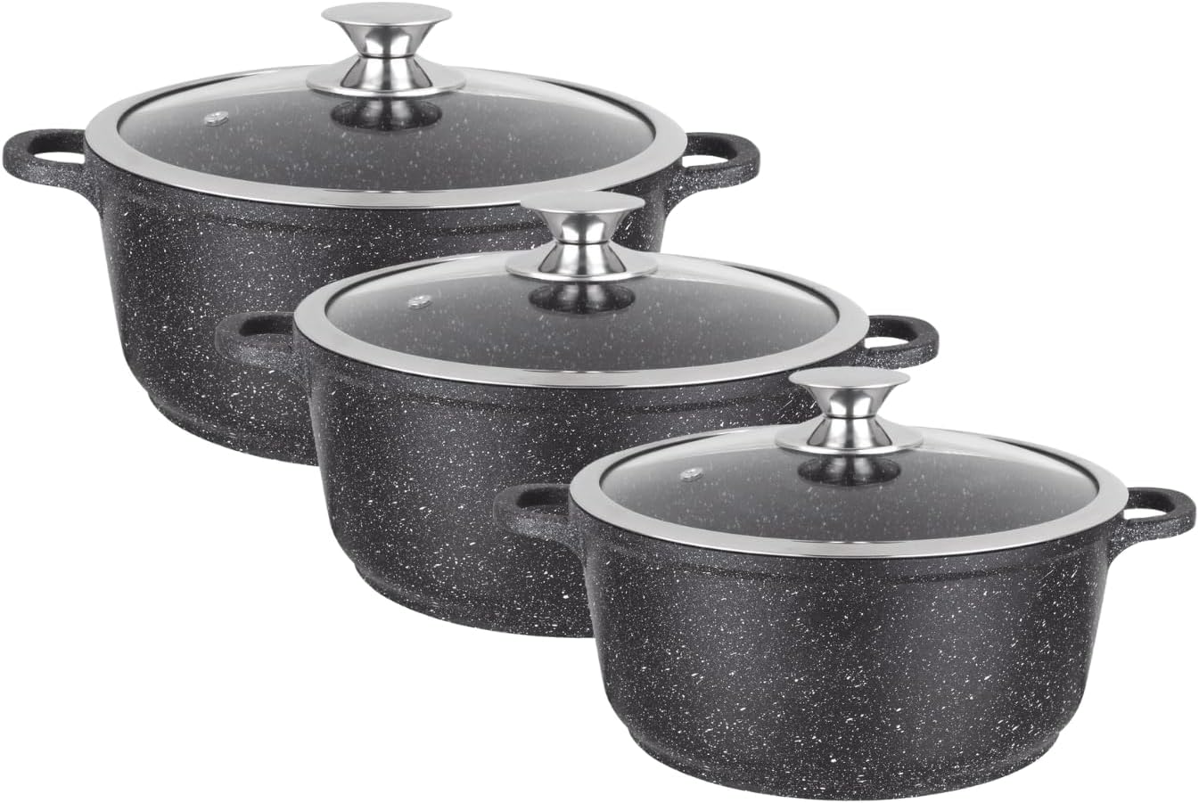 Kamberg - Set 3 faitouts série pierre 20/24/28 cm, induction, 0008169