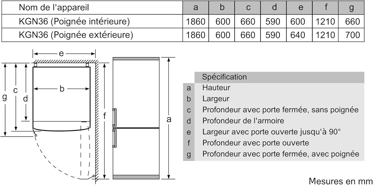 Bosch - combiné Série 2 - 305L, 60x186cm, inox argent - KGN36NLEA
