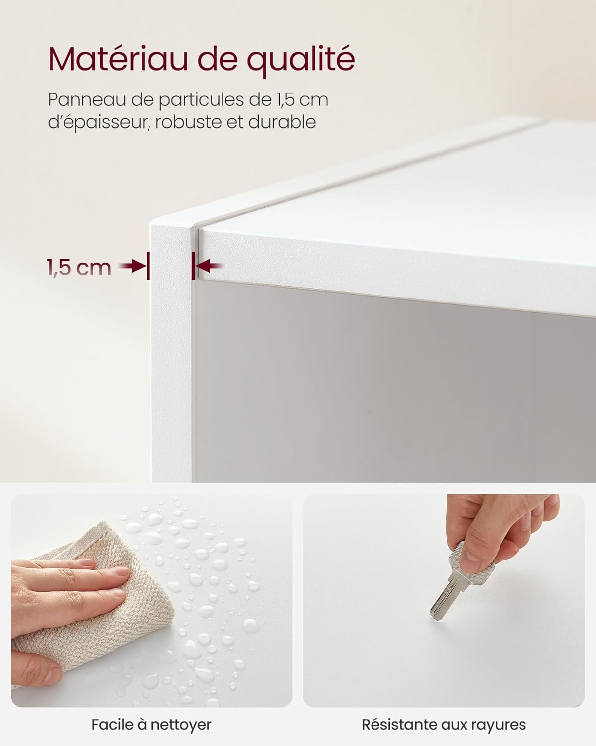 VASAGLE - étagère 4 niveaux - 24x60x107,7 cm - rangement blanc LBC164T14