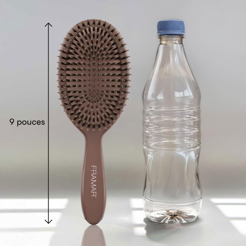 FRAMAR - brosse poils sanglier souple chocolat - effet plaqué, volume, brillance