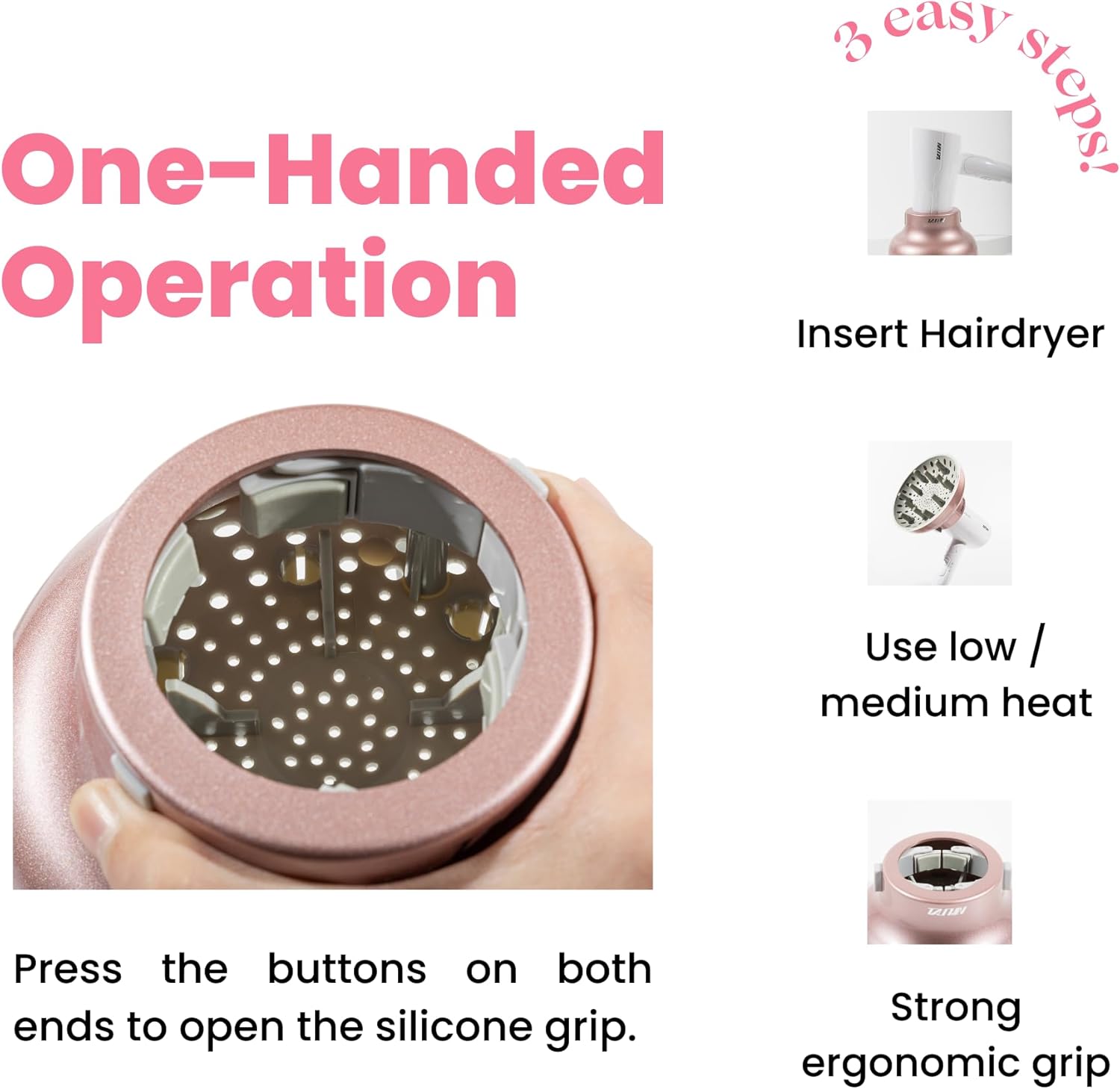 Diffuseur cheveux - universel robuste 4.4-6.6cm - anti-frisottis, blanc nacré