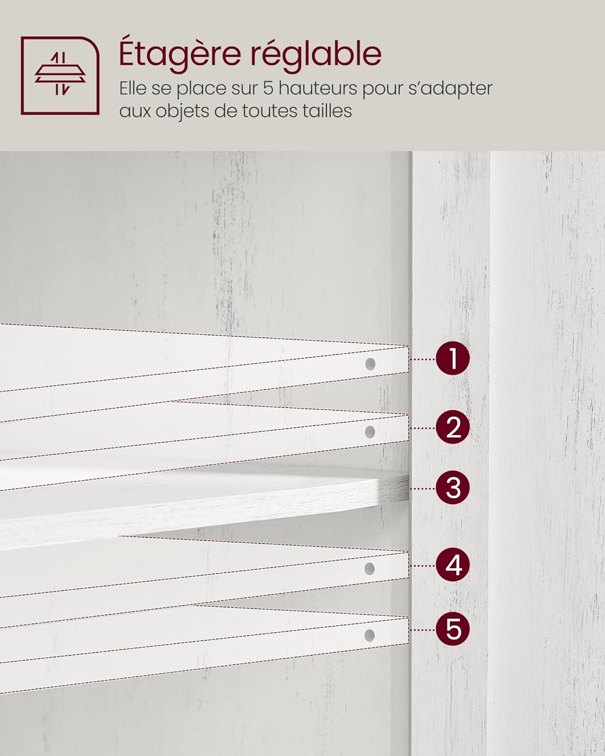 VASAGLE - Buffet rustique 80x40x80 cm, tiroir, étagère réglable BBK341W01