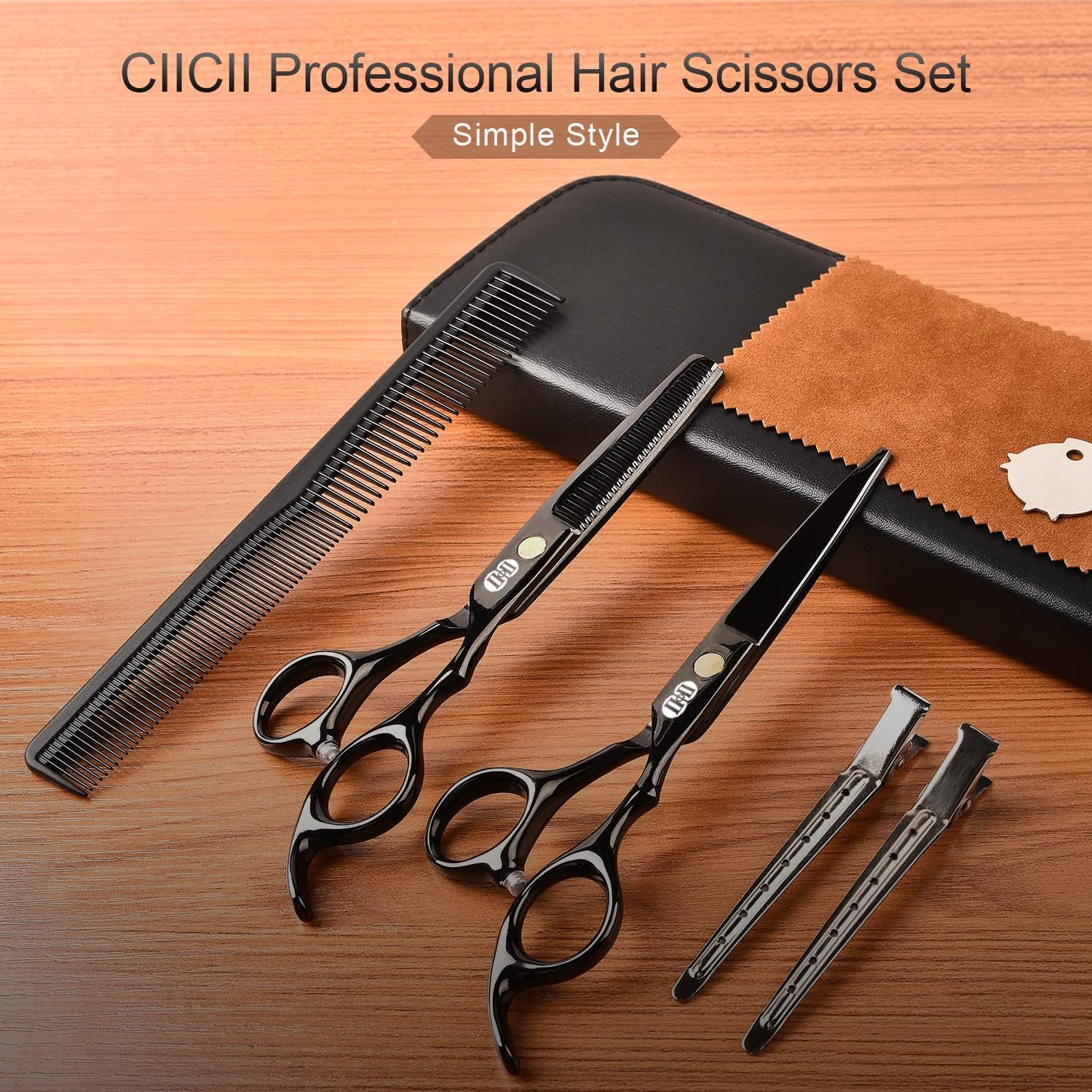 CIICII - Kit Ciseaux Coiffure Pro - 6,7 pouces - coupe et effilage cheveux