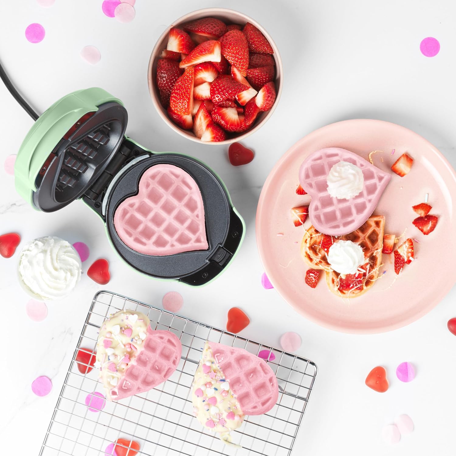 Giles & Posner - Mini gaufrier 5 en 1 - plaques amovibles, nettoyage facile, toucher froid