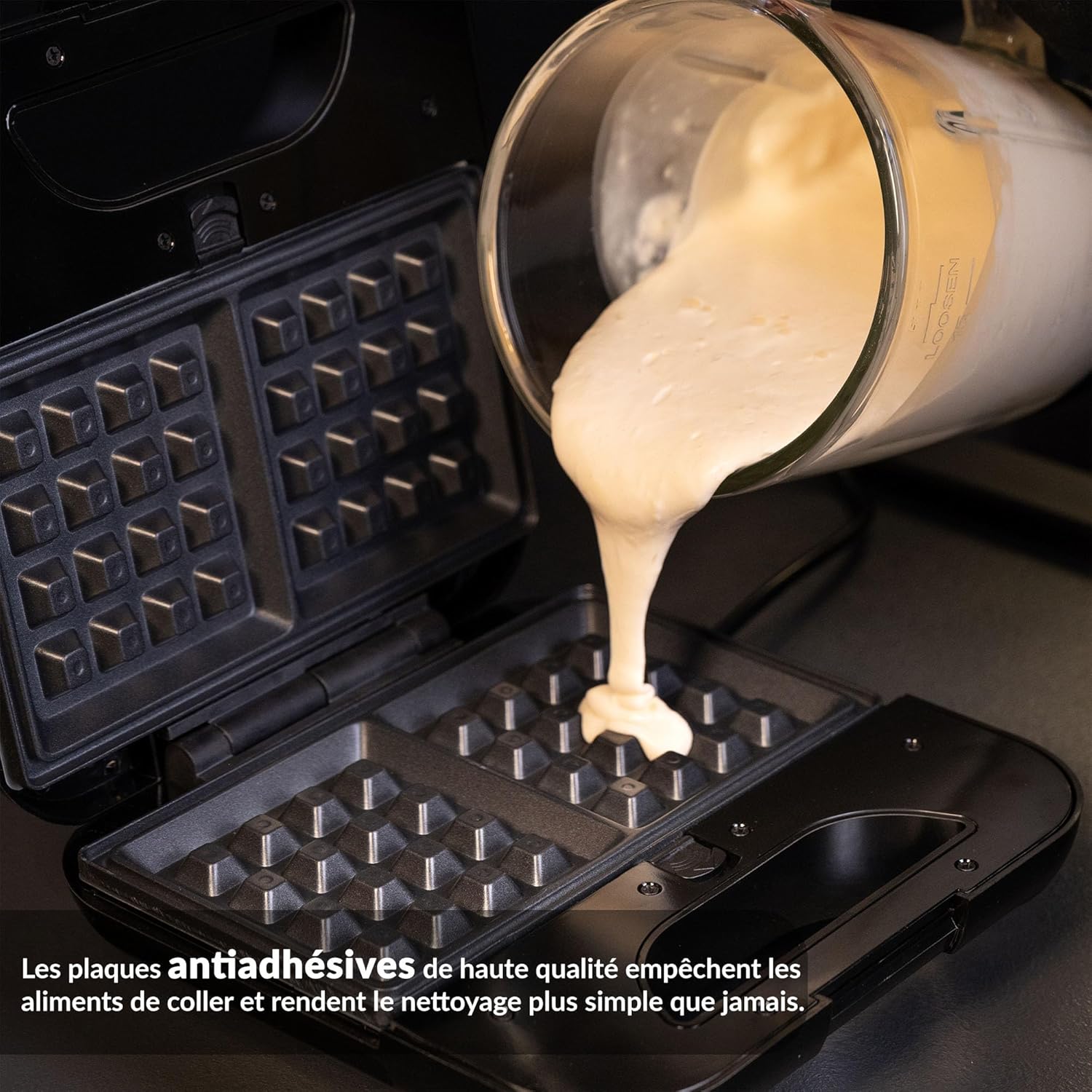 LEHMANN - Appareil 3 en 1 - plaques échangeables - gaufres, panini, croque monsieur, antiadhésif