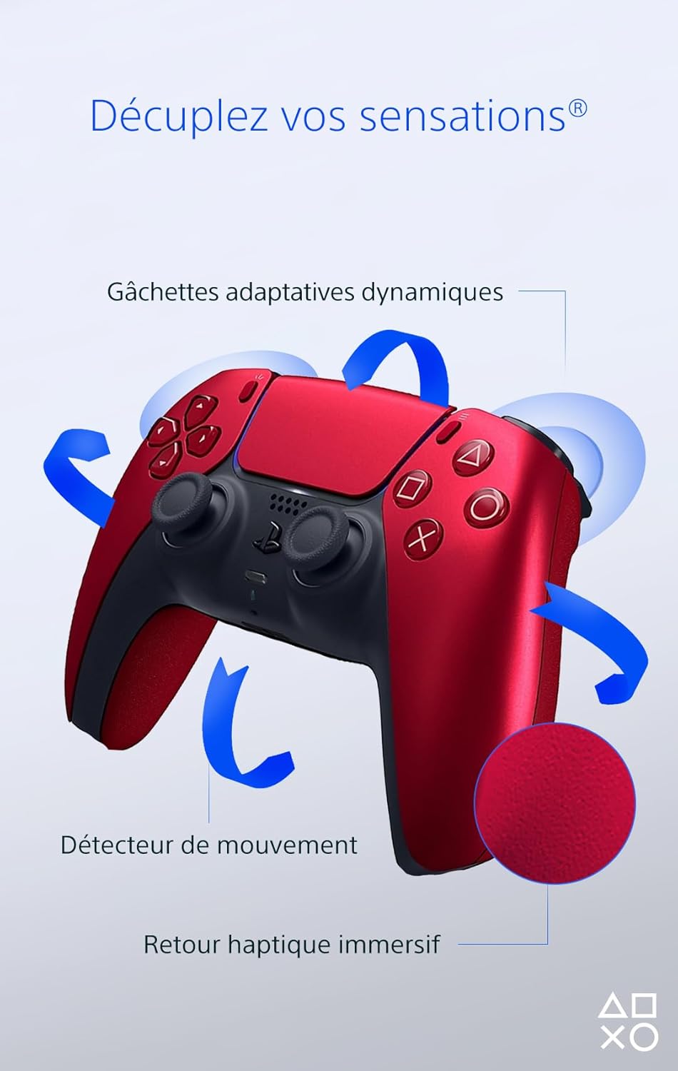 Sony - Manette DualSense PS5 - sans fil, batterie rechargeable, Bluetooth, Volcanic Red