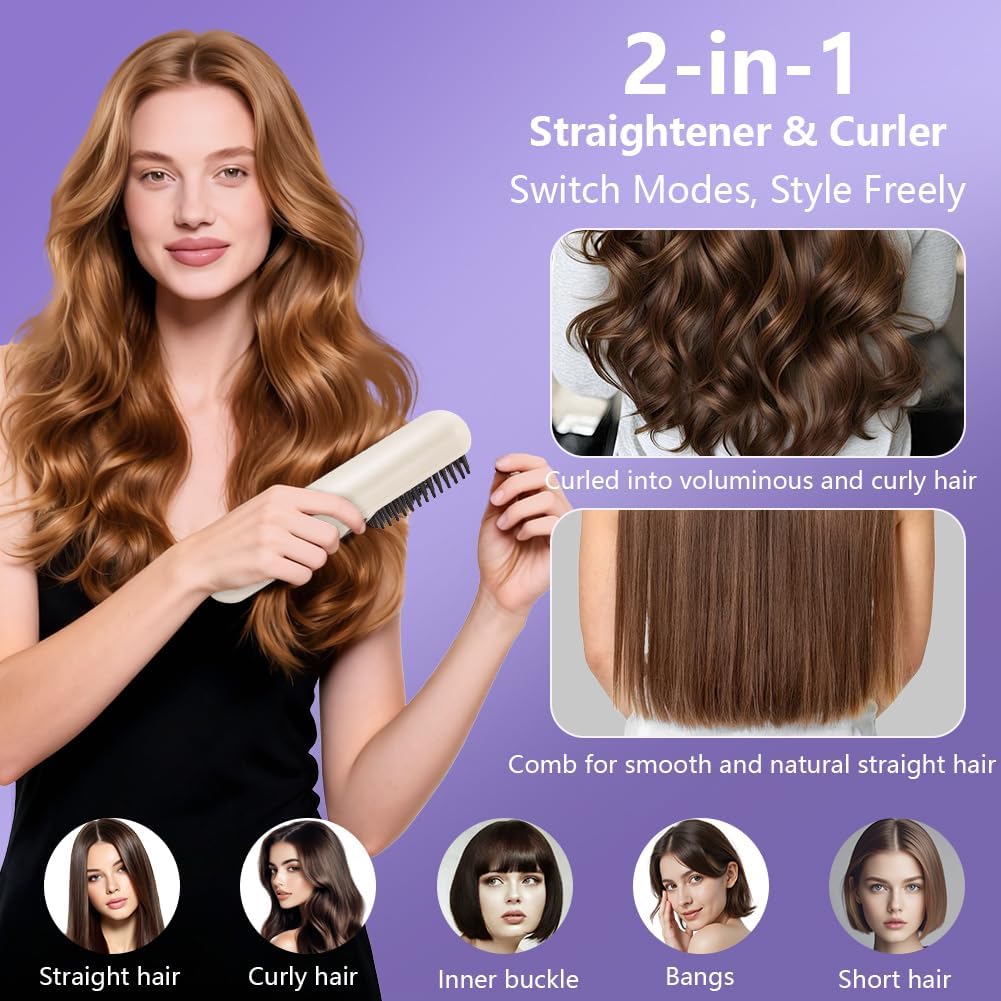 LOPHE - Brosse lissante sans fil, écran LED, 4 températures, USB-C, 3600mAh