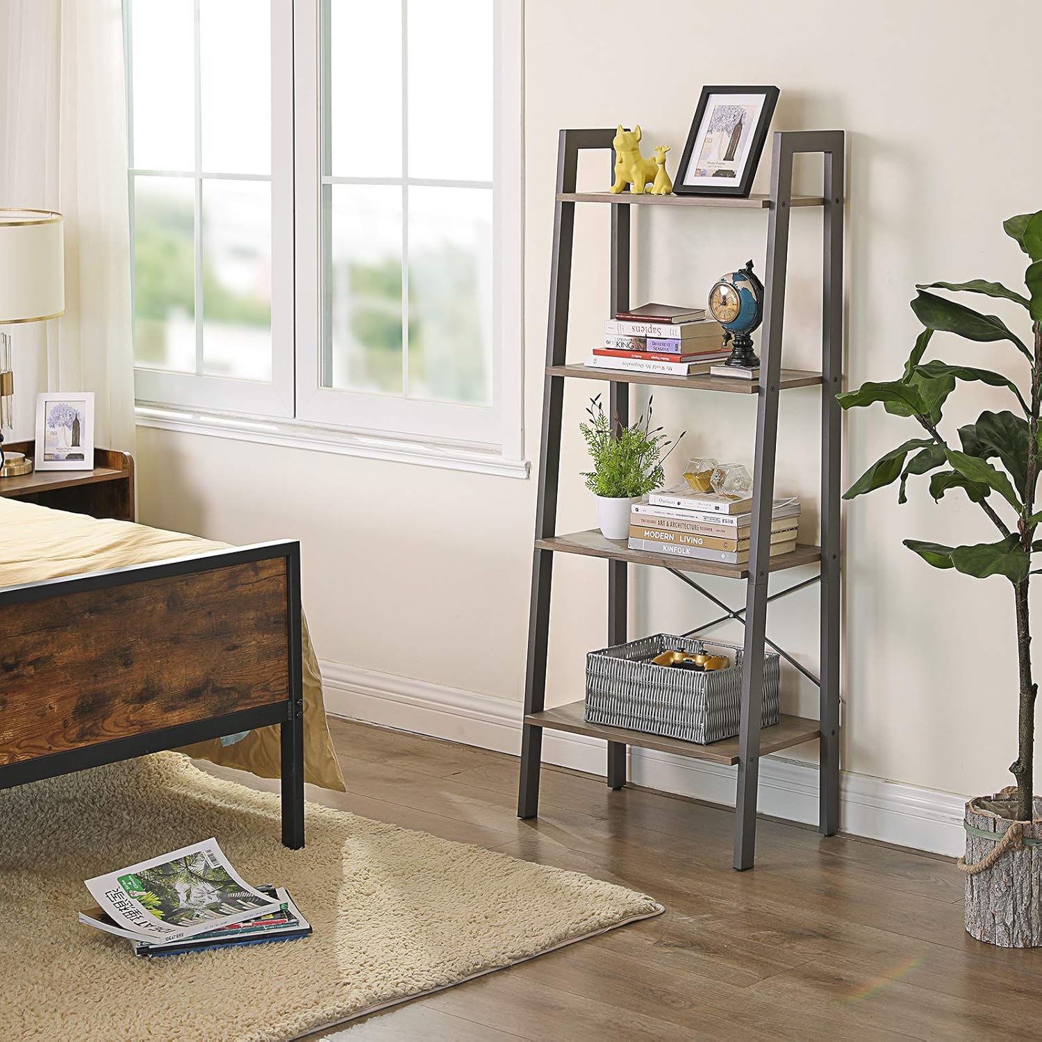 VASAGLE - étagère 4 niveaux style industriel, acier, 56x34x137,5 cm, LLS44MG