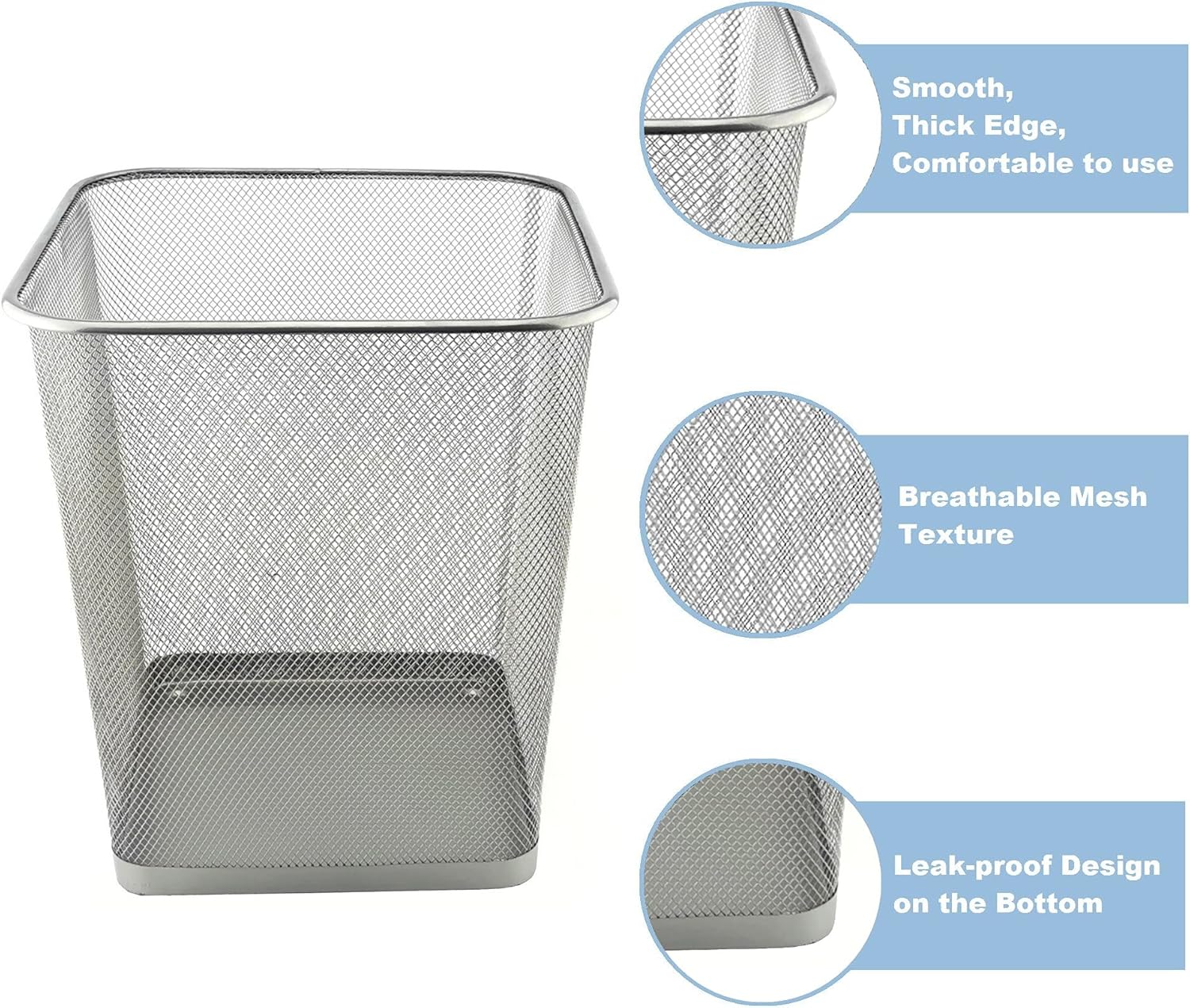 D.RECT - Corbeille bureau 18L métal maille - argent, design élégant