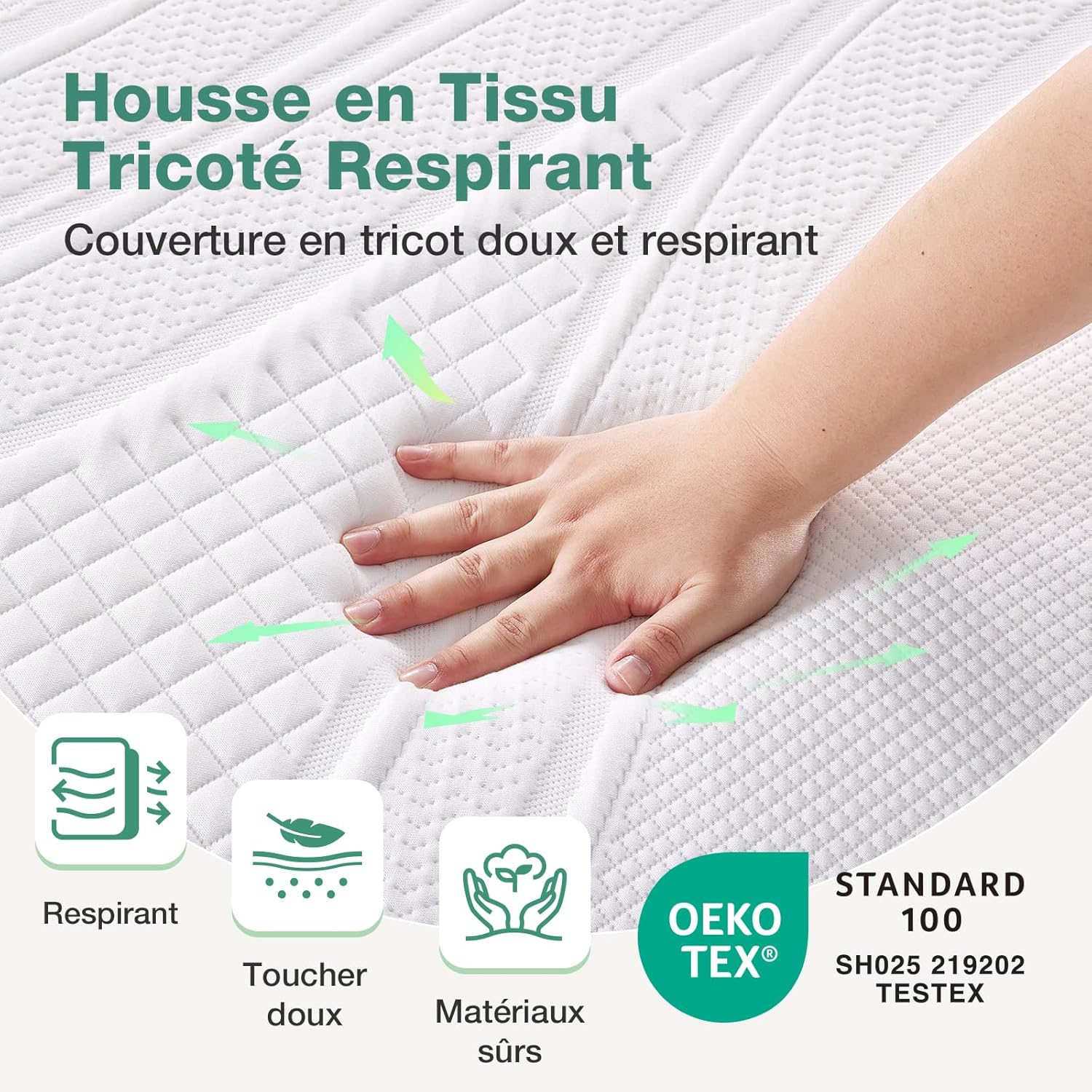 Novilla - surmatelas gel mémoire de forme - 140x200cm - 7.5cm, doux, antidérapant, lavable