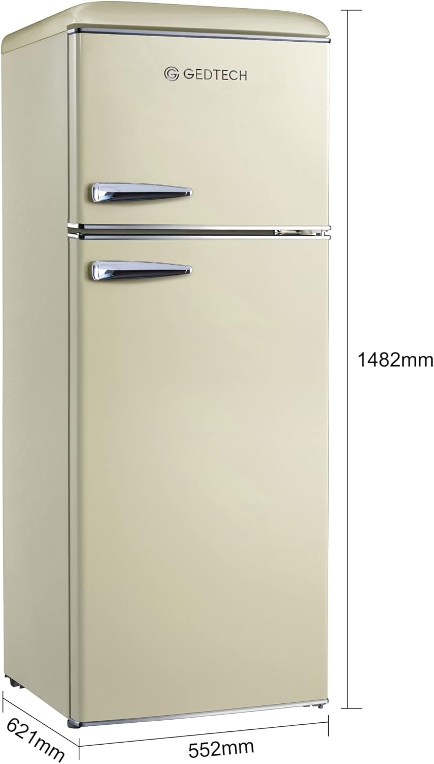 GEDTECH - Réfrigérateur vintage double porte 215L crème, classe E GDPV215CR