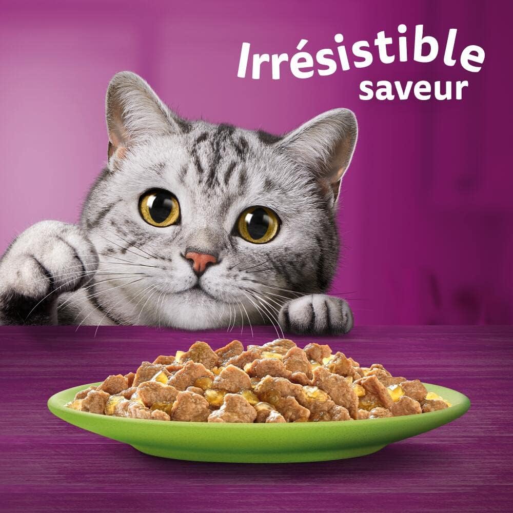 WHISKAS - Repas La Carte Mixte - 48 sachets - pâtée adulte chat stérilisé, 4 variétés
