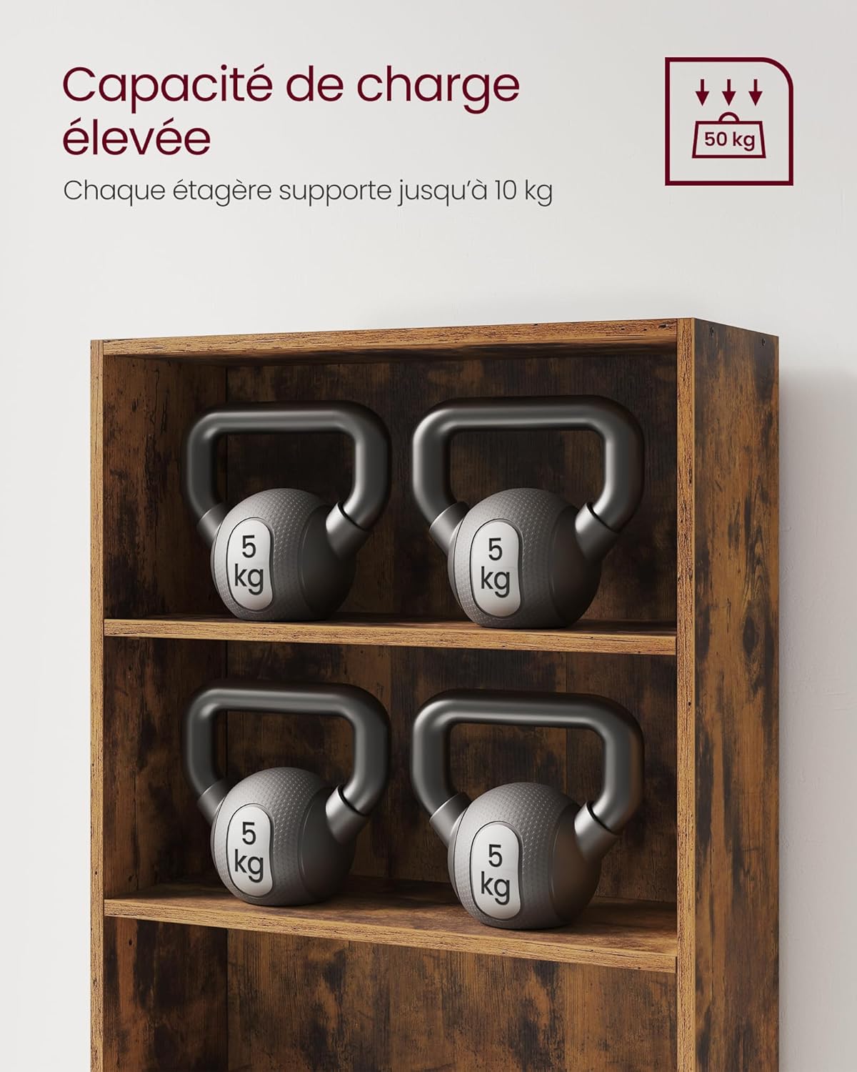 VASAGLE - étagère 4 niveaux - 24x60x107,7 cm - rangement ouvert - LBC164X01