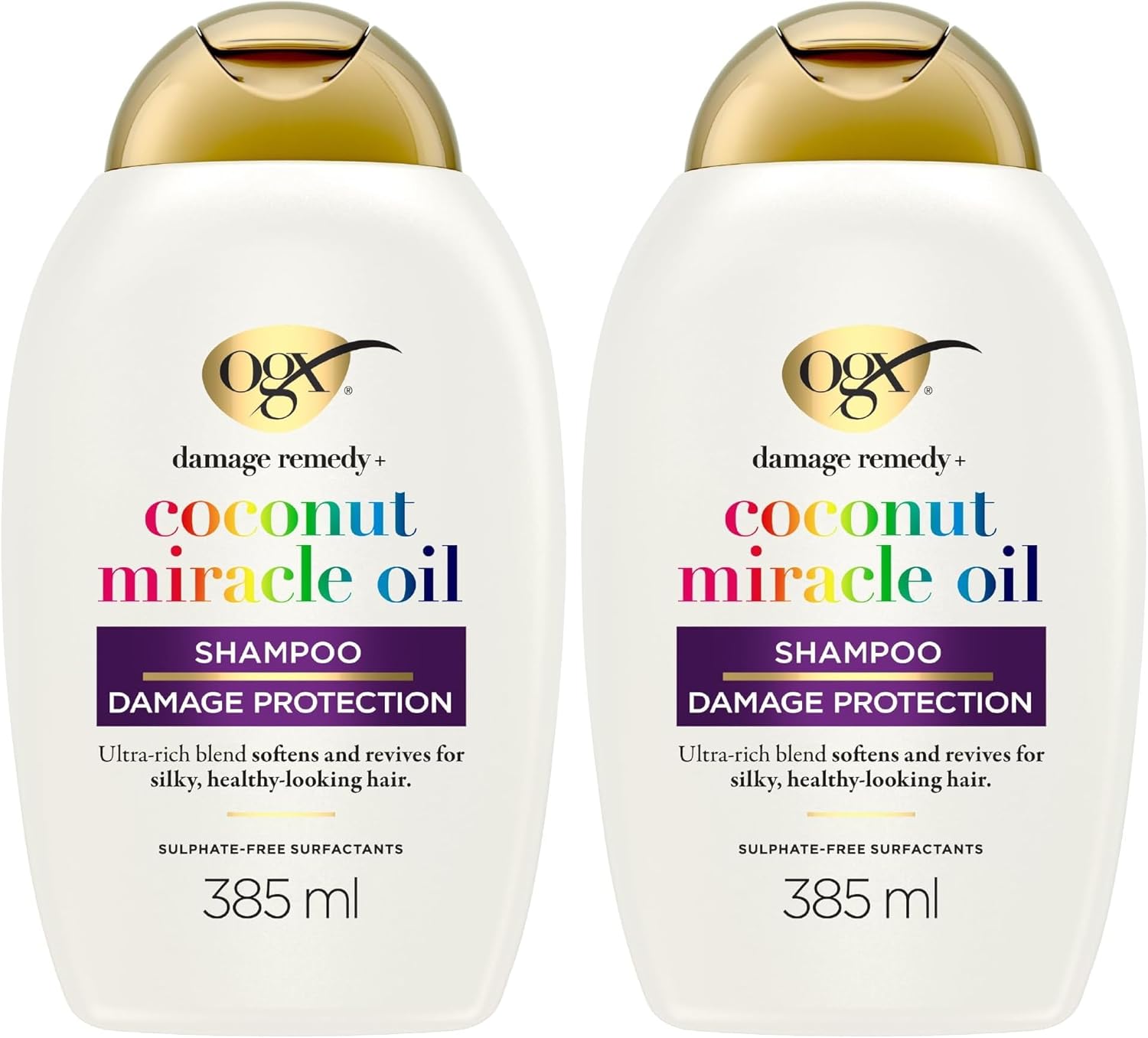 OGX - Shampooing Coconut Miracle Oil - 385ml - Répare cheveux secs, lot de 2