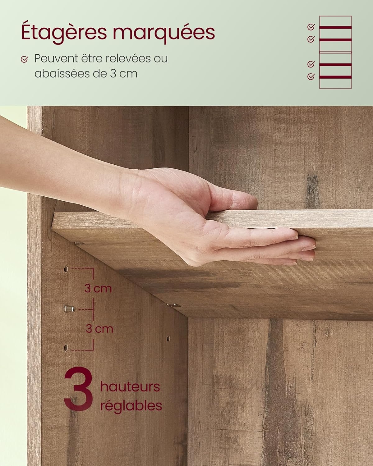 VASAGLE - étagère 6 niveaux - 24x60x160,7cm - rangement ouvert LBC166T50