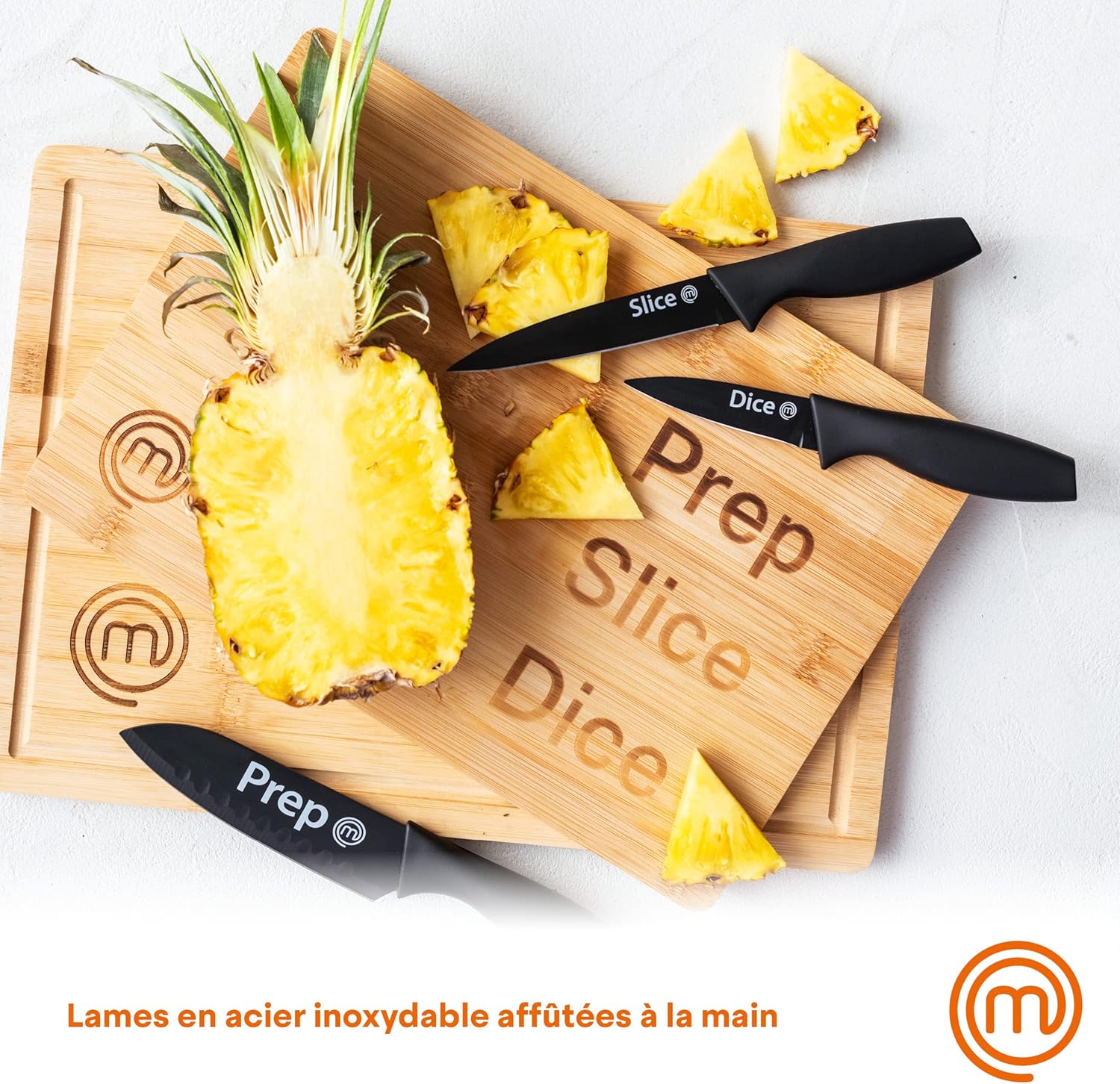 MasterChef - Set Couteaux Cuisine - acier inox, manche ergo, antiadhésif