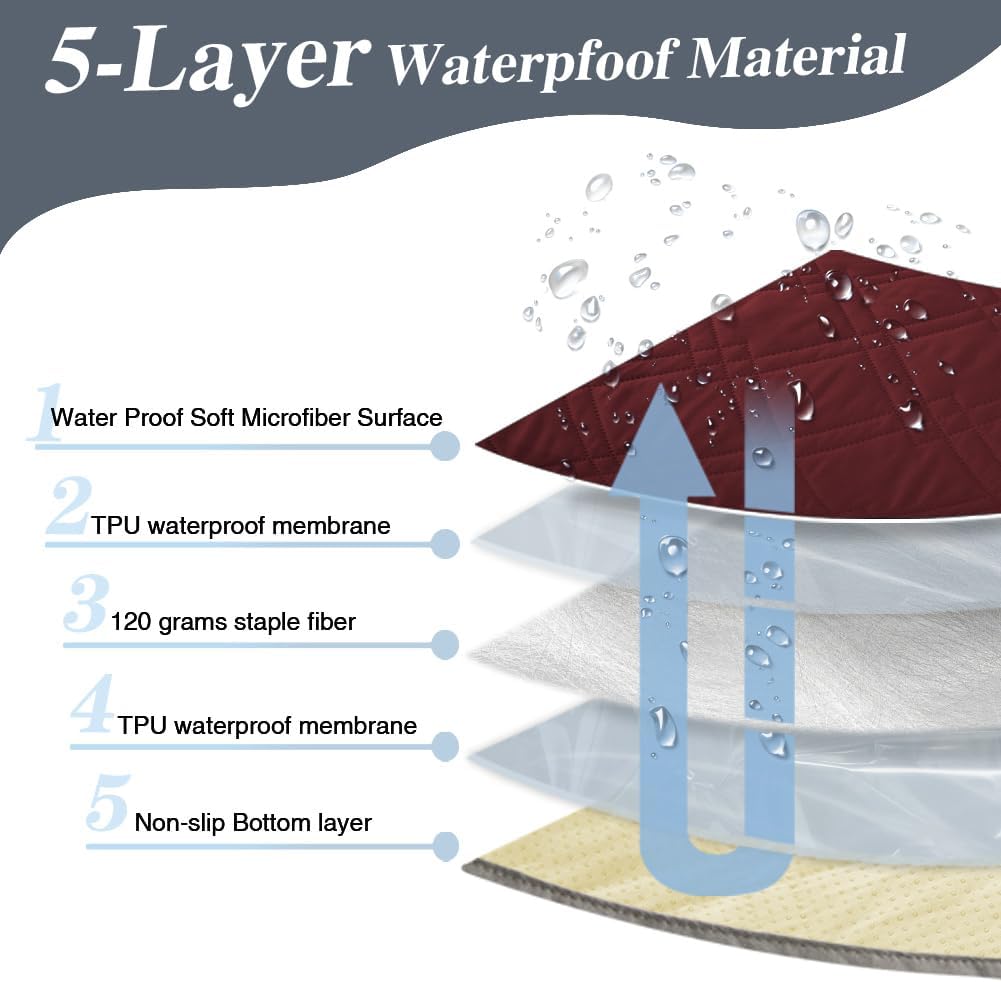 DUJUIKE - housse imperméable canapé/animaux, rouge, 208-260cm