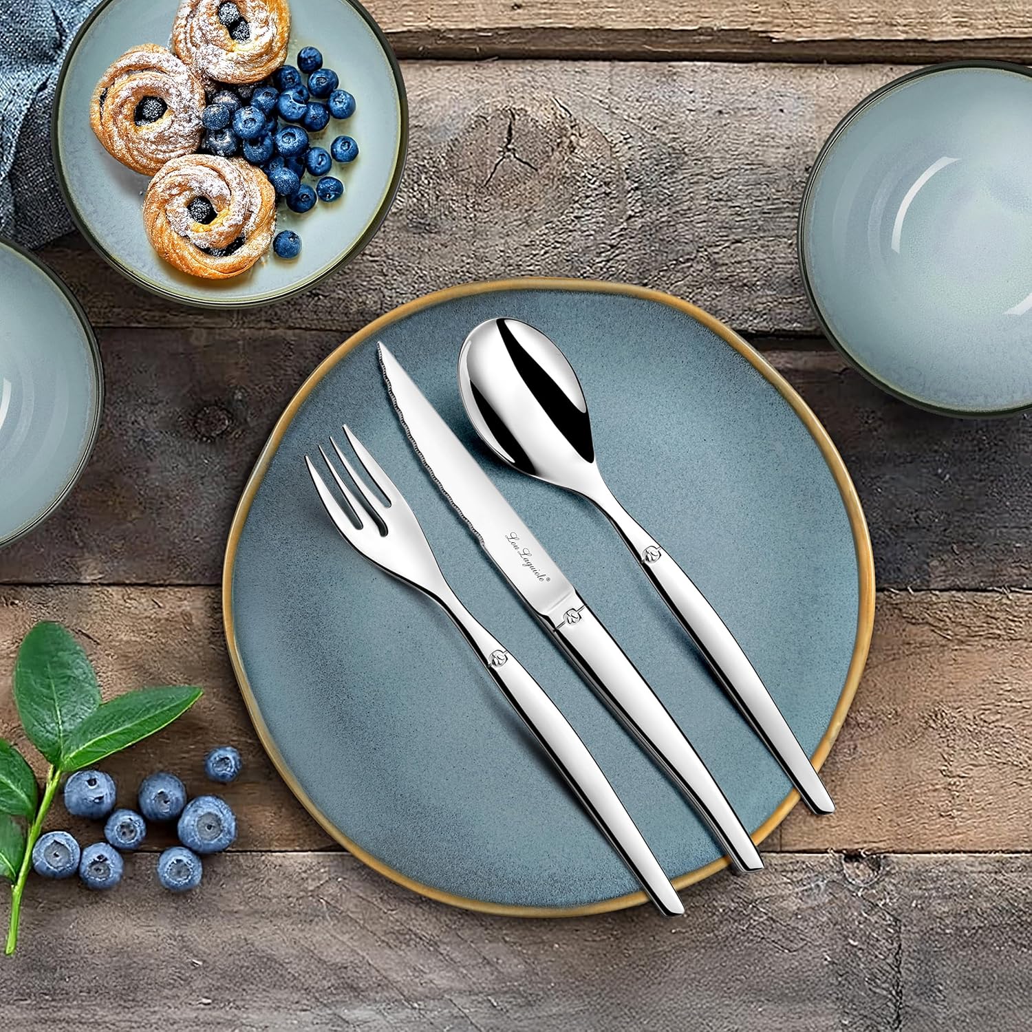 Lou Laguiole - Jet - 24 couverts 6 personnes, acier inox brillant