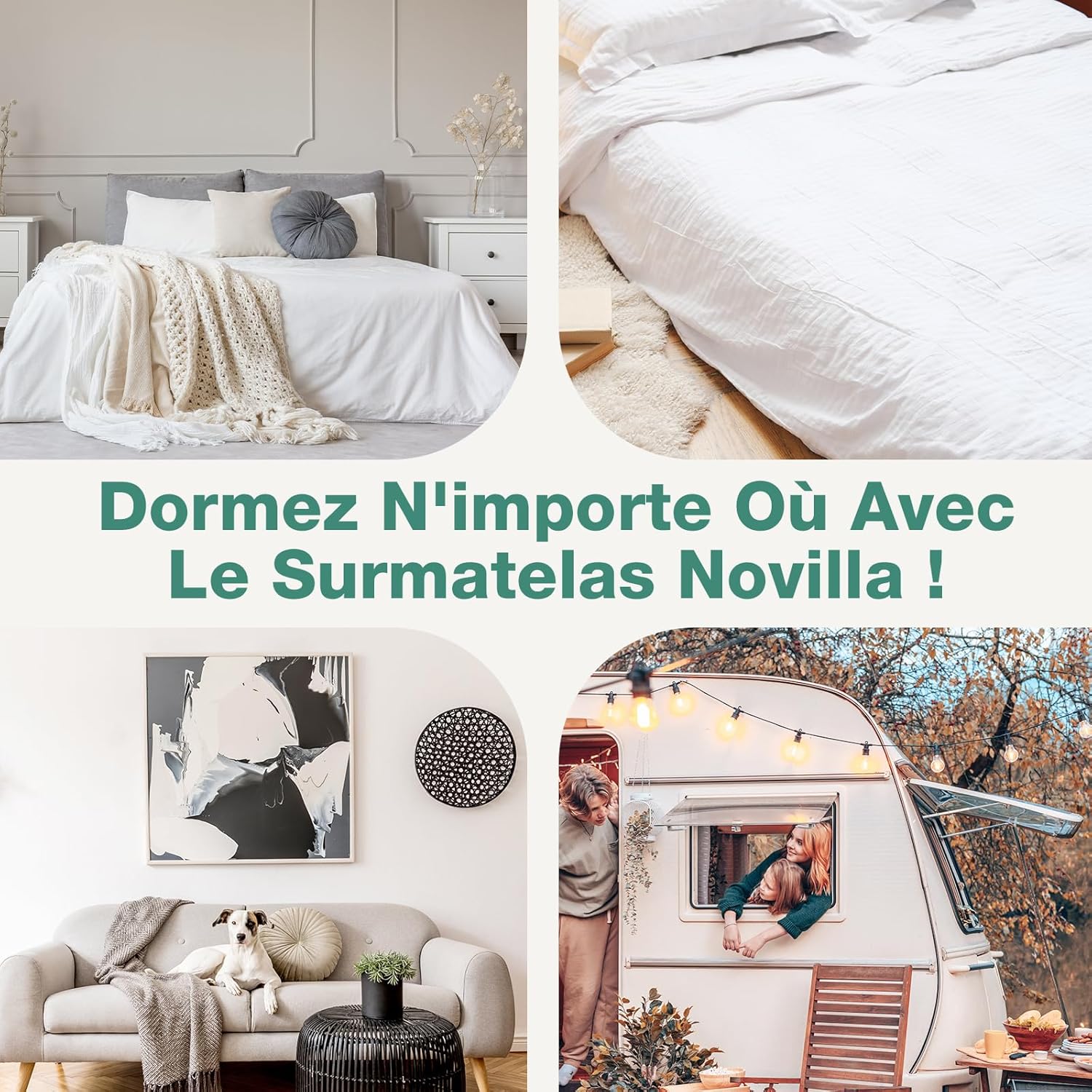 Novilla - surmatelas gel mémoire de forme - 140x200cm - 7.5cm, doux, antidérapant, lavable