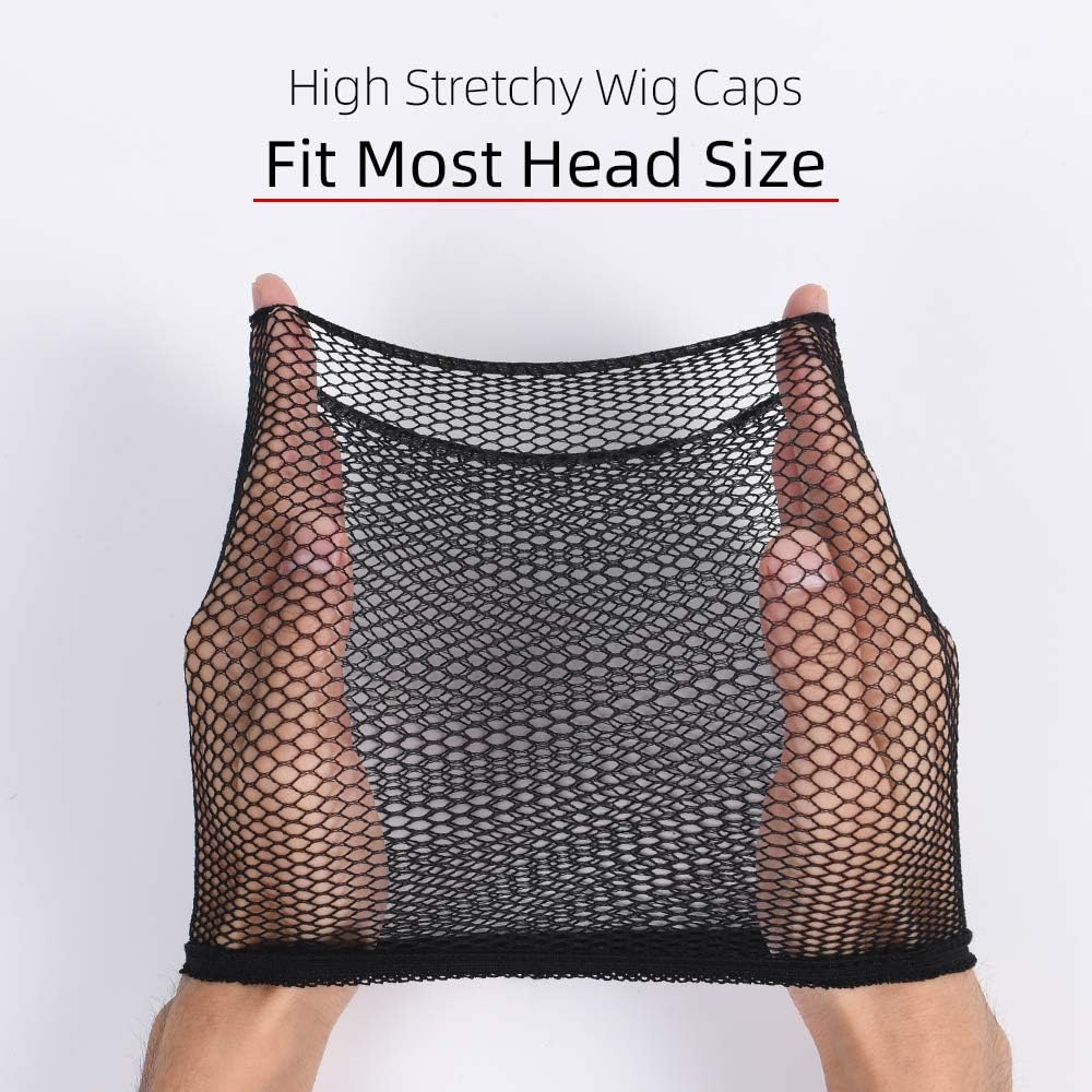 URAQT - Bonnet perruque filet unisexe - 4 pièces - nude et noir