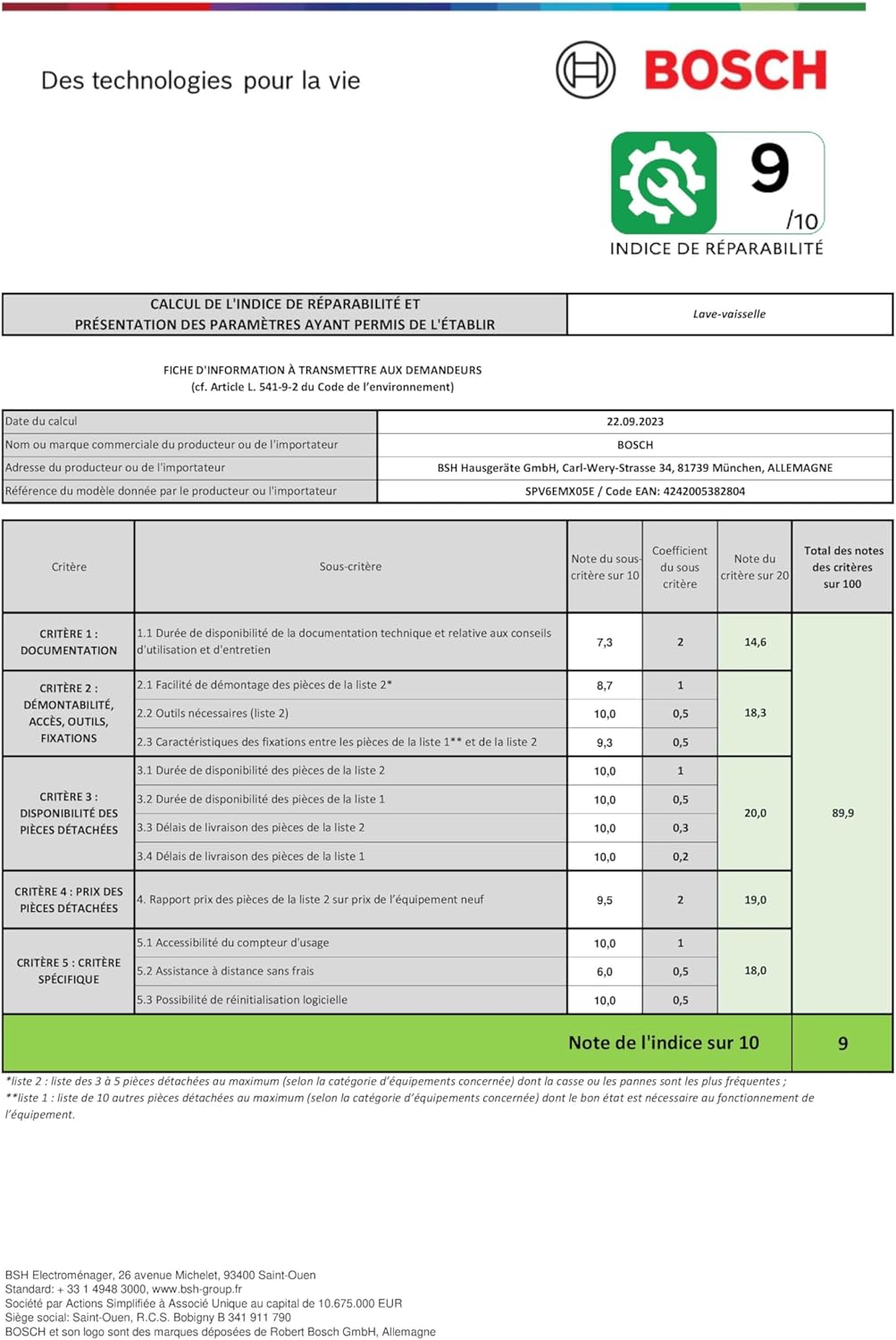 Bosch - lave-vaisselle Série 6 - 45 cm - 10 couverts, 42 dB, Home Connect, SPV6EMX05E