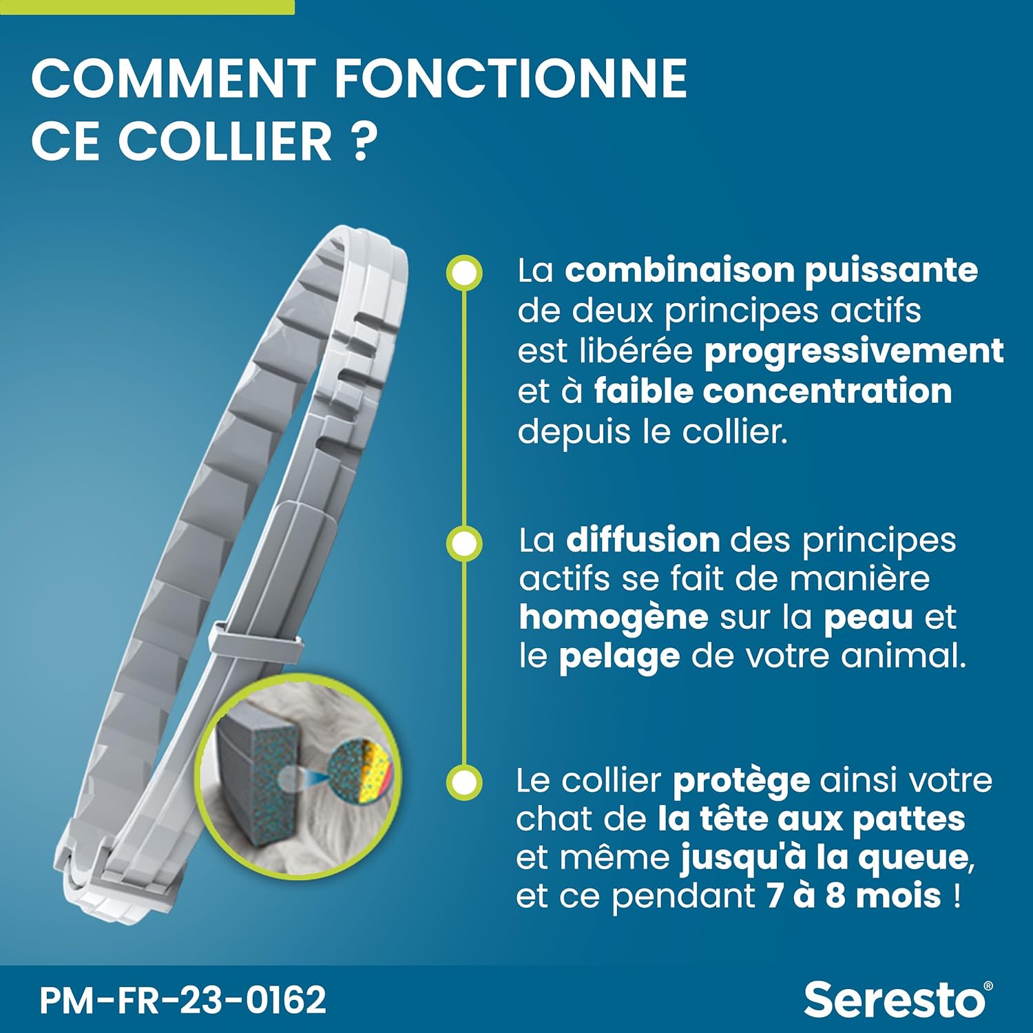 Seresto - Collier Chats - gris - 7 à 8 mois protection puces tiques