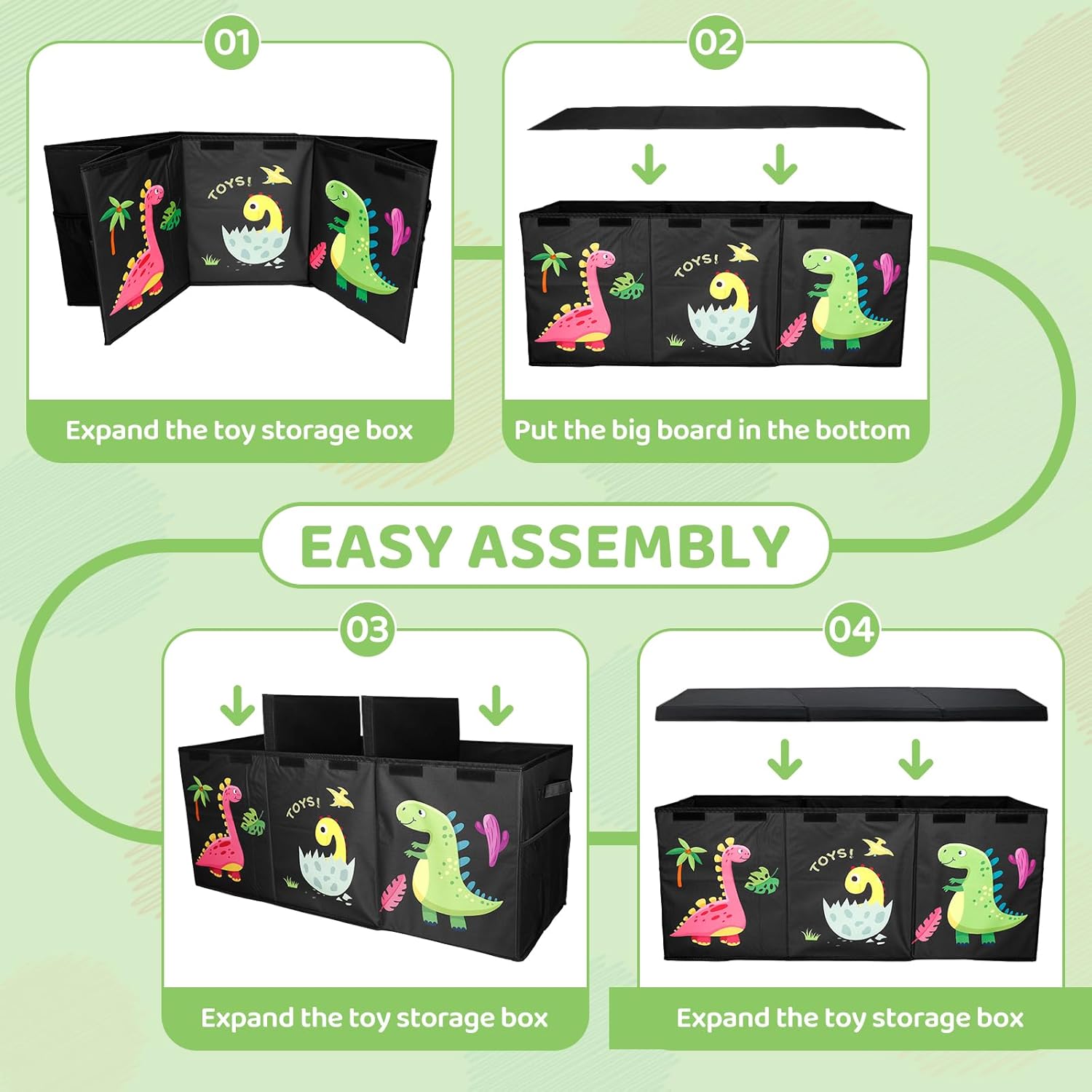 Boîte de Rangement - coffre pliable 130L, 98x34x40cm, poignée, couvercle