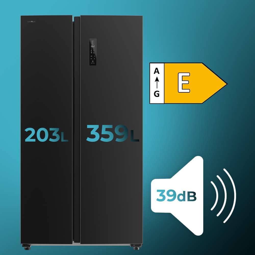 Cecotec - Bolero CoolMarket série - 562L, No Frost, classe E, fonctions rapides SBS 562 Dark E