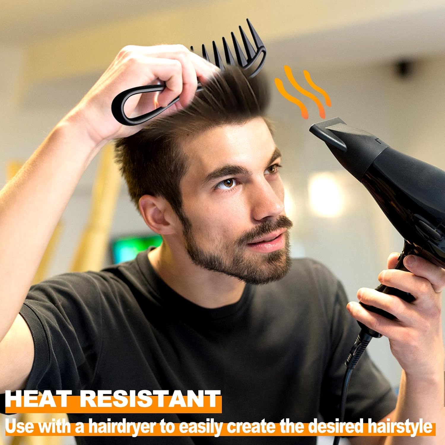 Peigne de requin - dents larges, antistatique, cheveux bouclés, 20cm